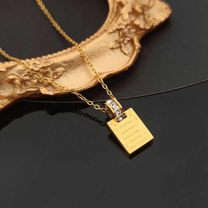 Anti Tarnish Gold-Plated Square Necklace - Image 3