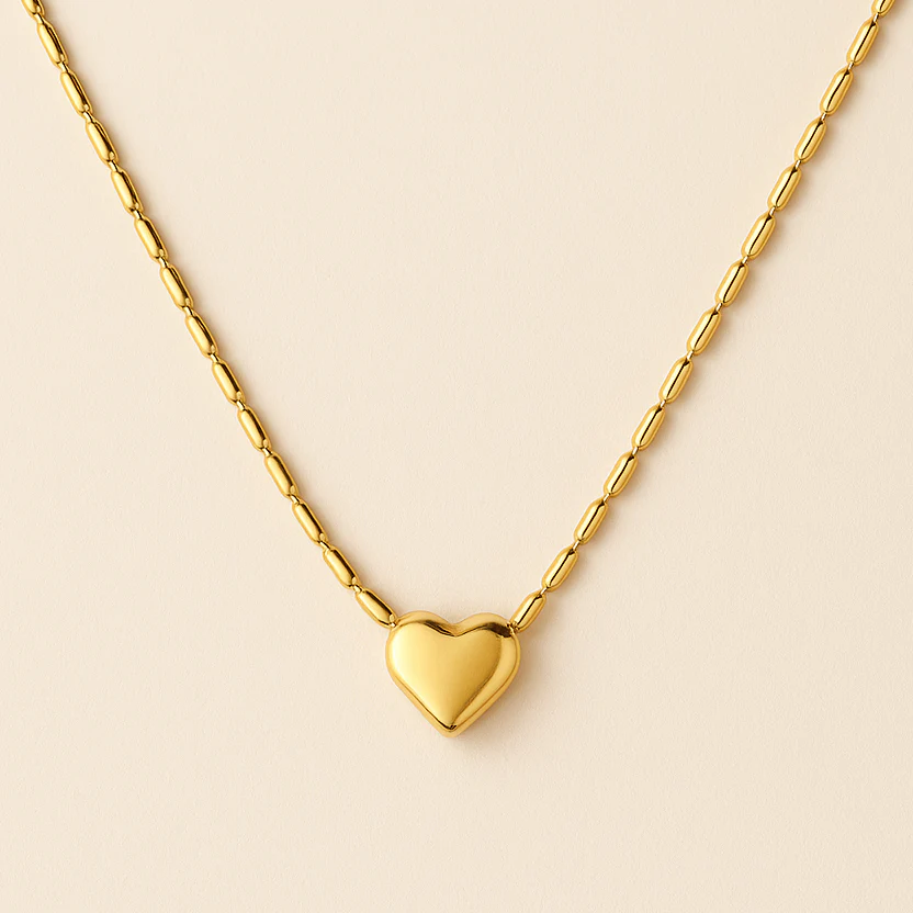 Anti Tarnish Heart Gold Necklace
