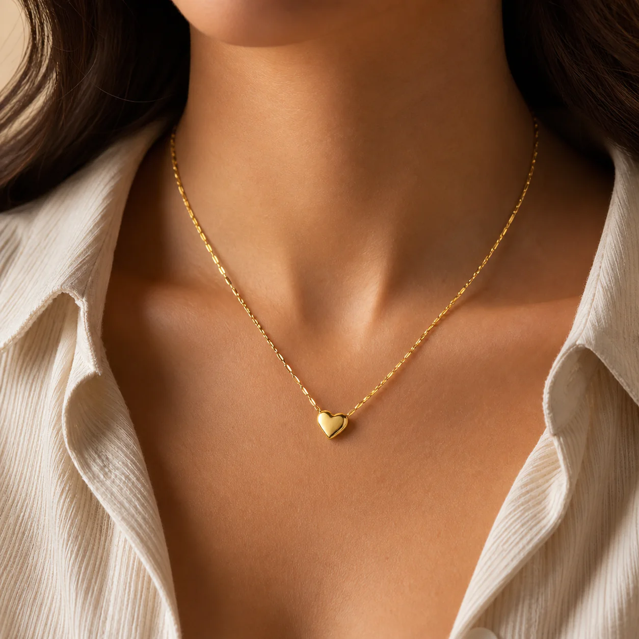 Anti Tarnish Heart Gold Necklace - Image 2