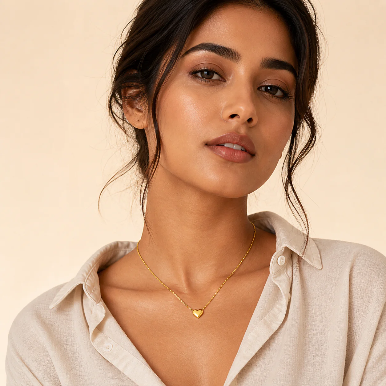 Anti Tarnish Heart Gold Necklace - Image 3