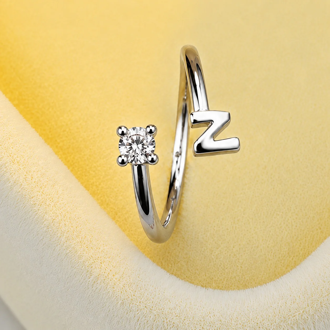 Anti-Tarnish N Initial Adjustable Ring - Image 2