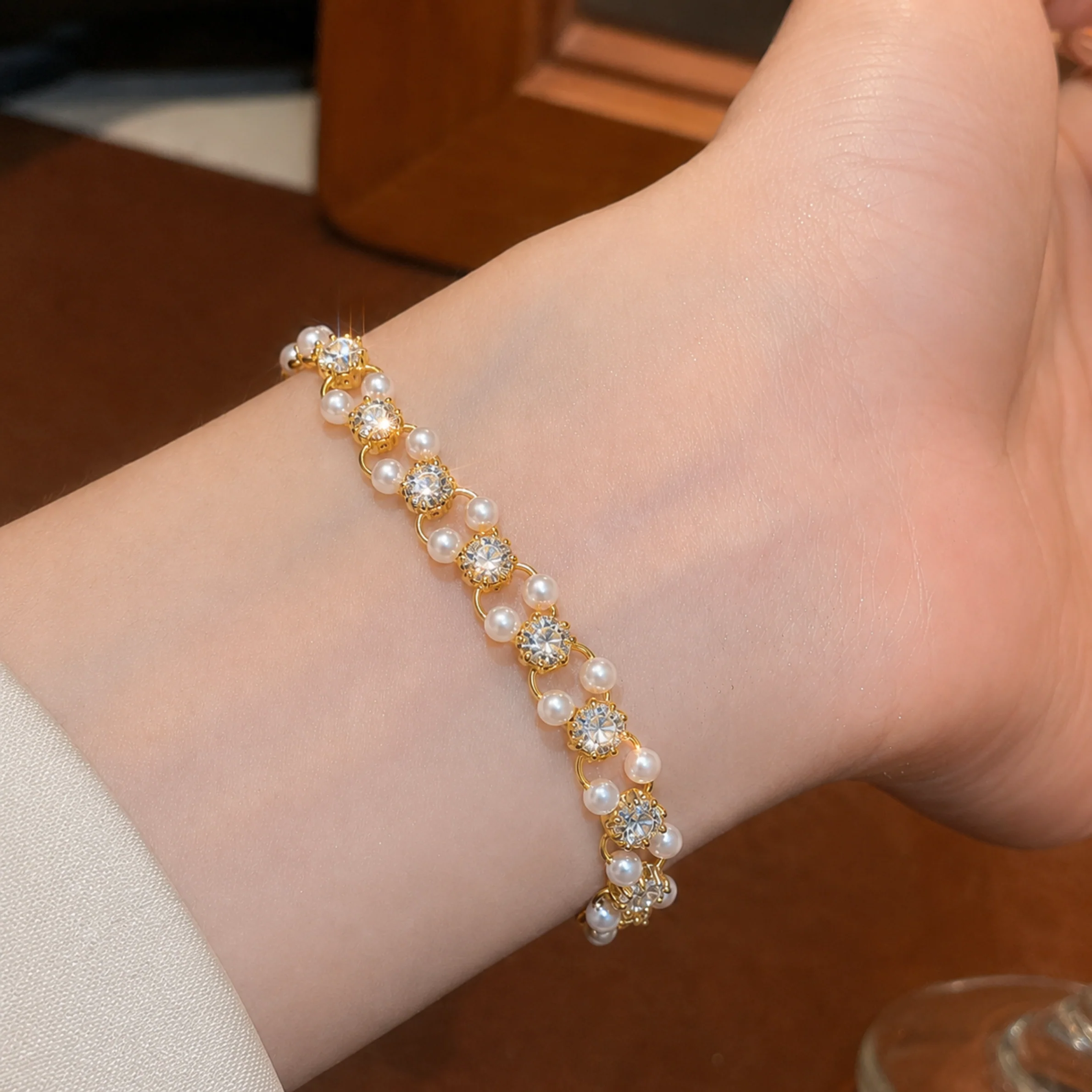 Anti Tarnish Pearl Stone Bracelet for Women - Image 2