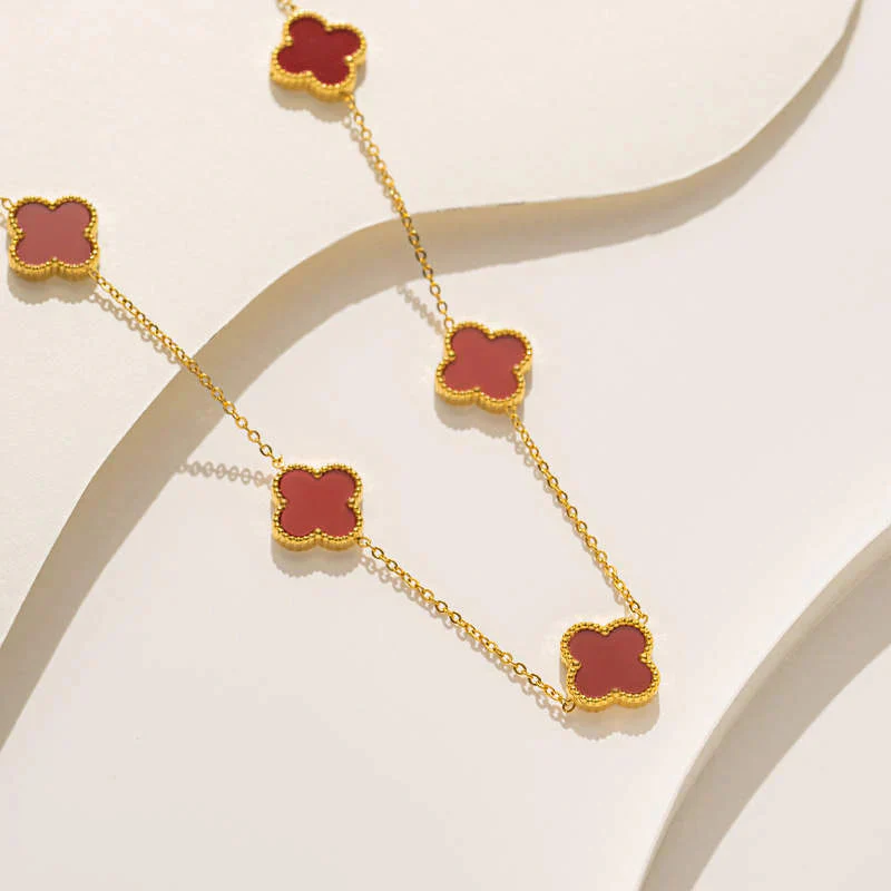 Anti Tarnish Red Flower Necklace - Image 6