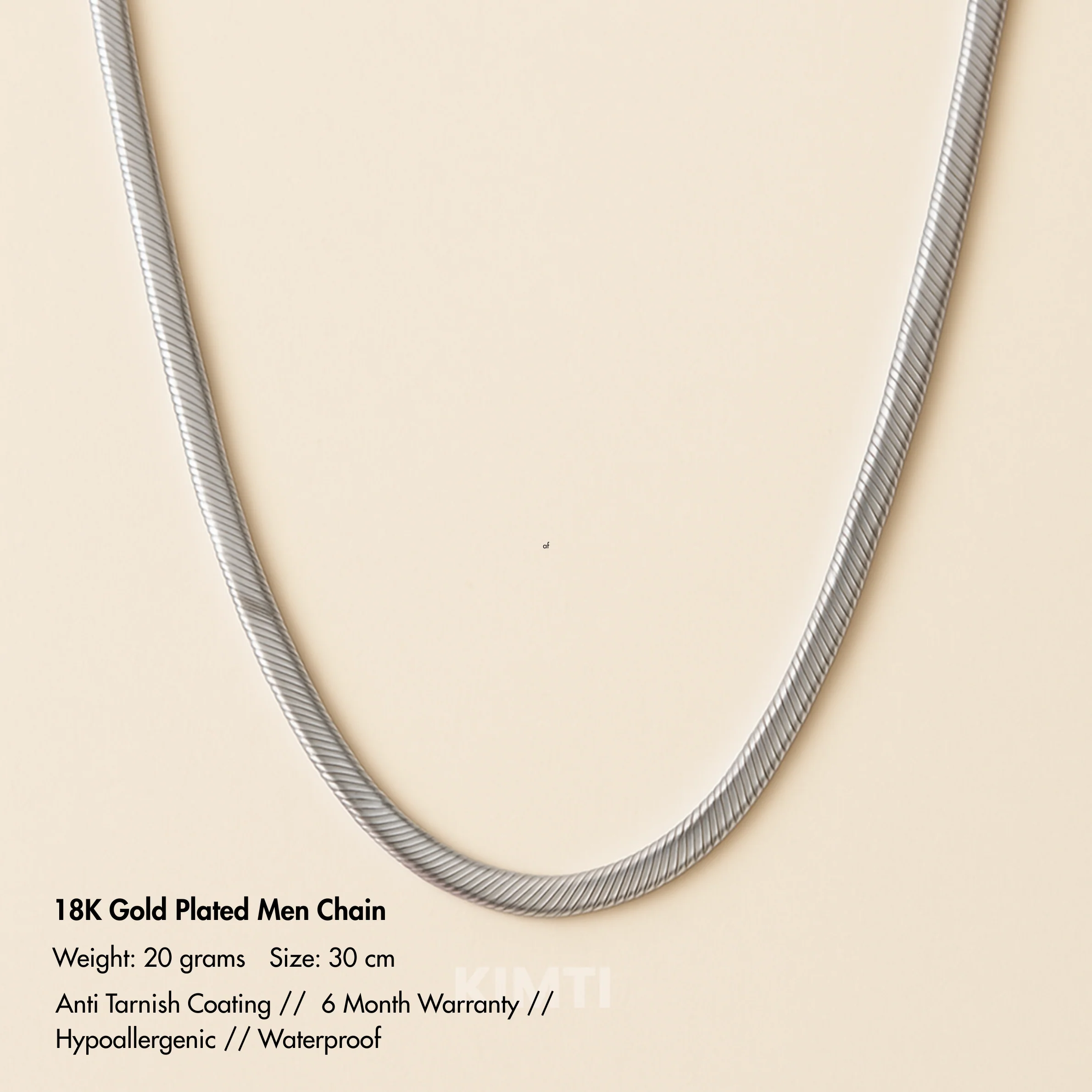 Men - 18k Anti Tarnish Silver Snake Chain