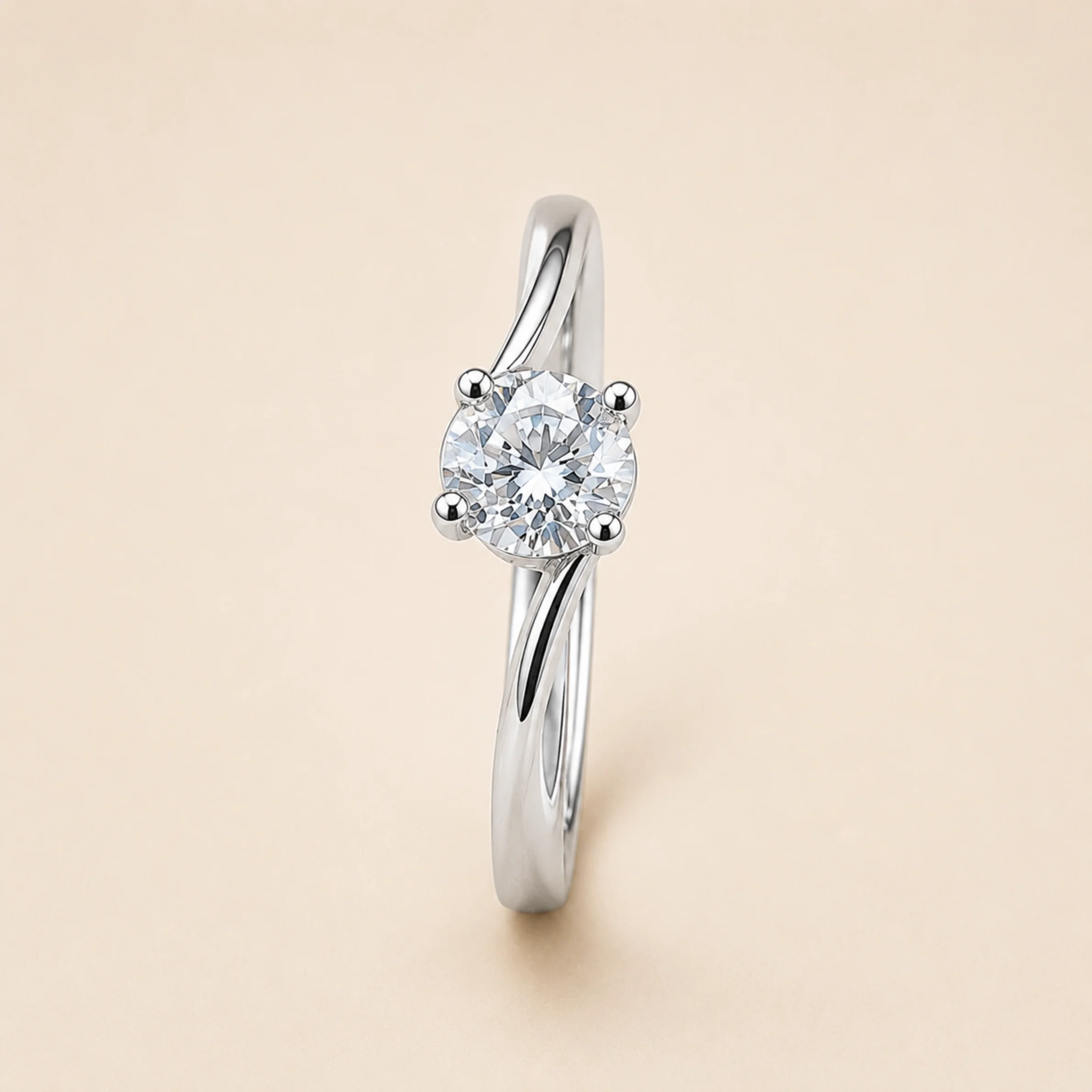 Anti Tarnish Silver Solitaire Crystal Ring