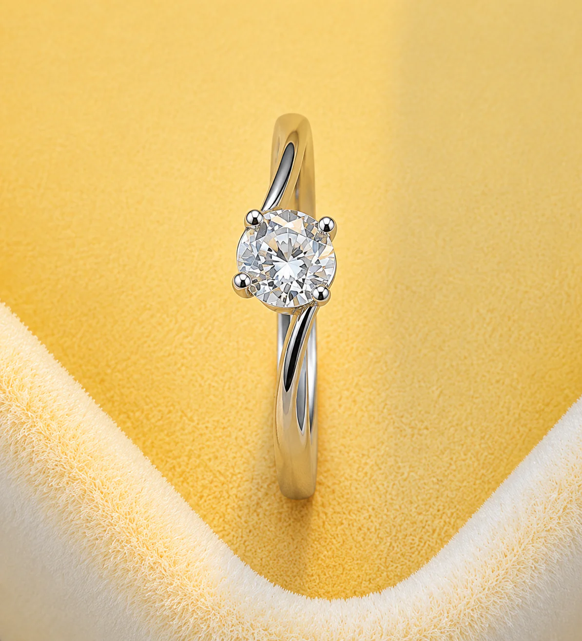 Anti Tarnish Silver Solitaire Crystal Ring - Image 2