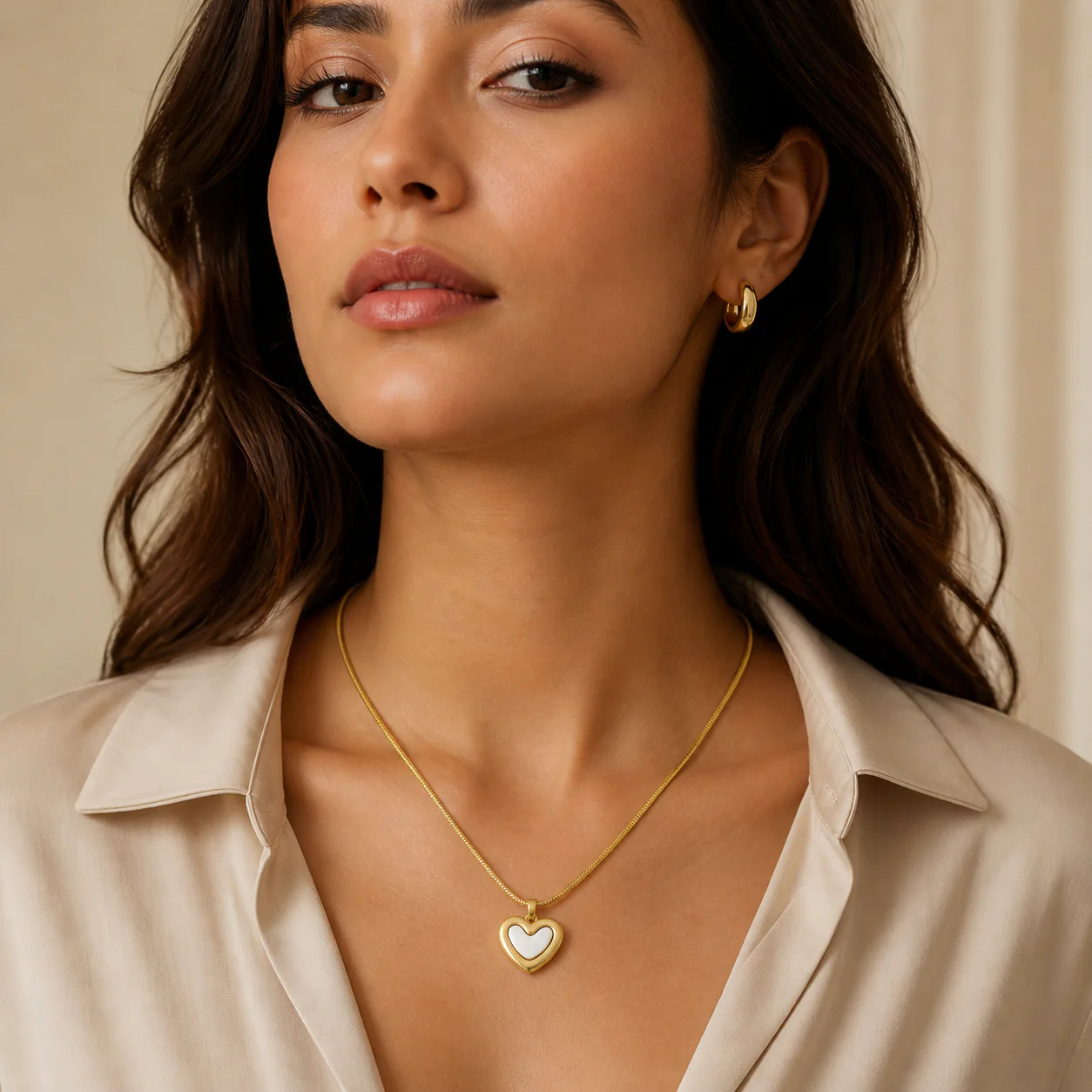 Anti Tarnish White Heart Necklace - Image 2