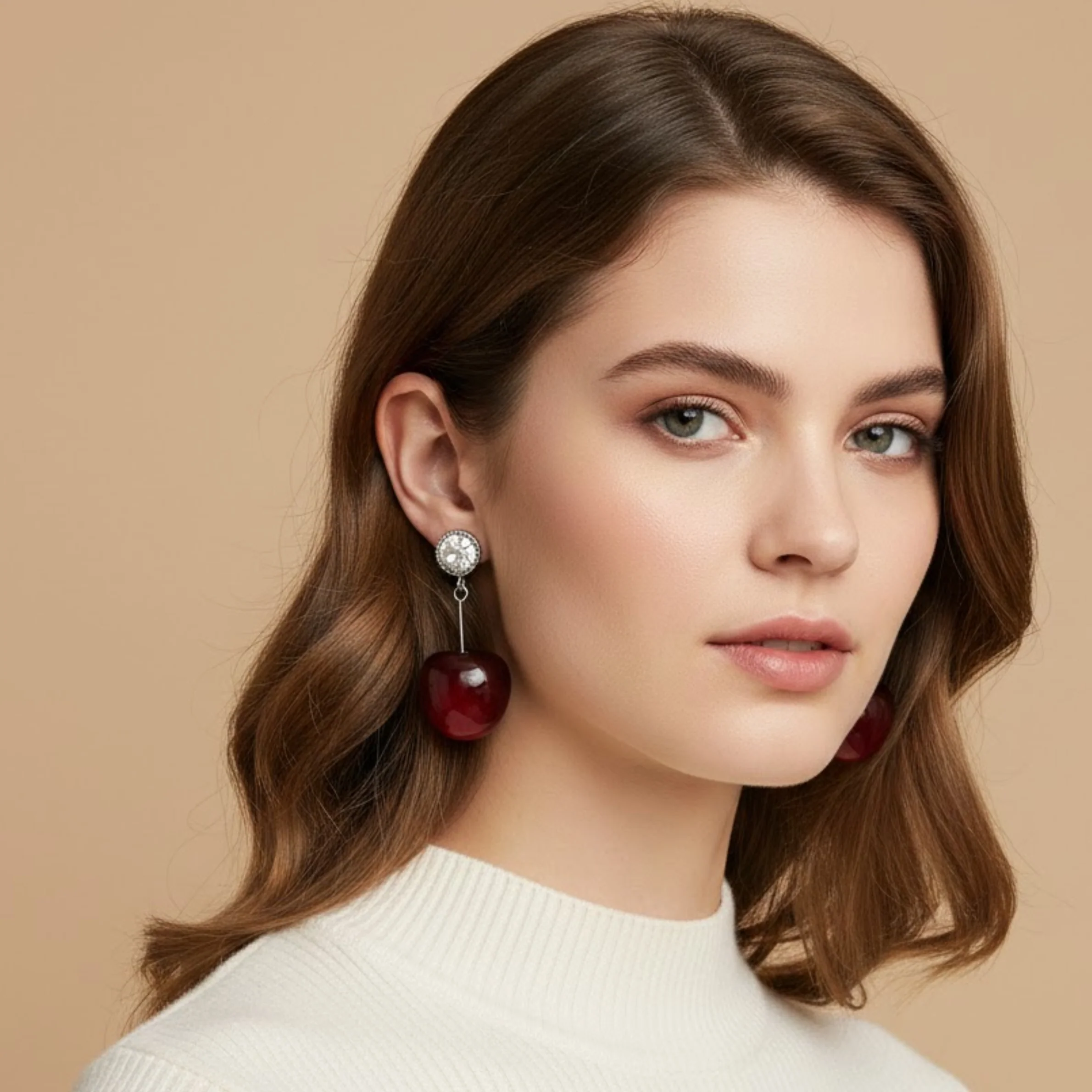 Crimson Cherry Drops Earring - Image 2