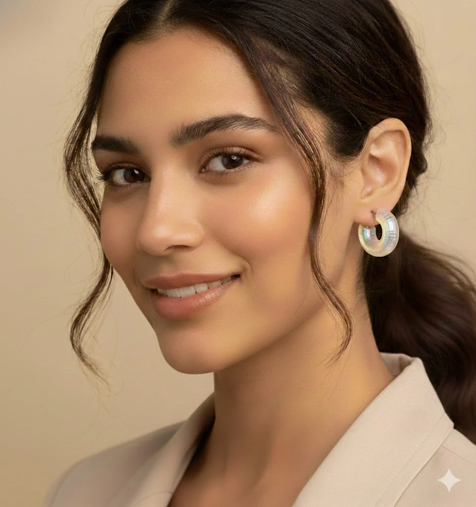 Aurora Hoops Clear Drop Earring - Image 2