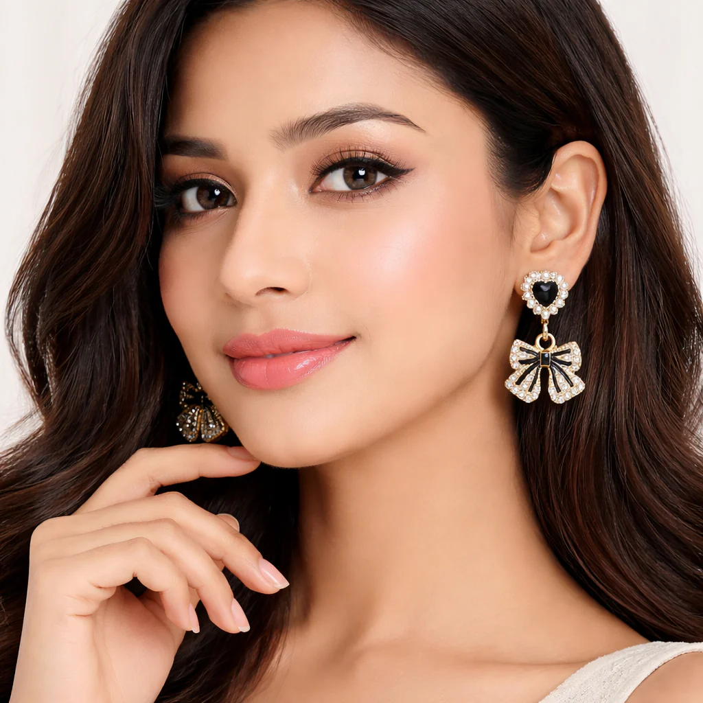 Baddie Bow Drop Earrings - Image 2