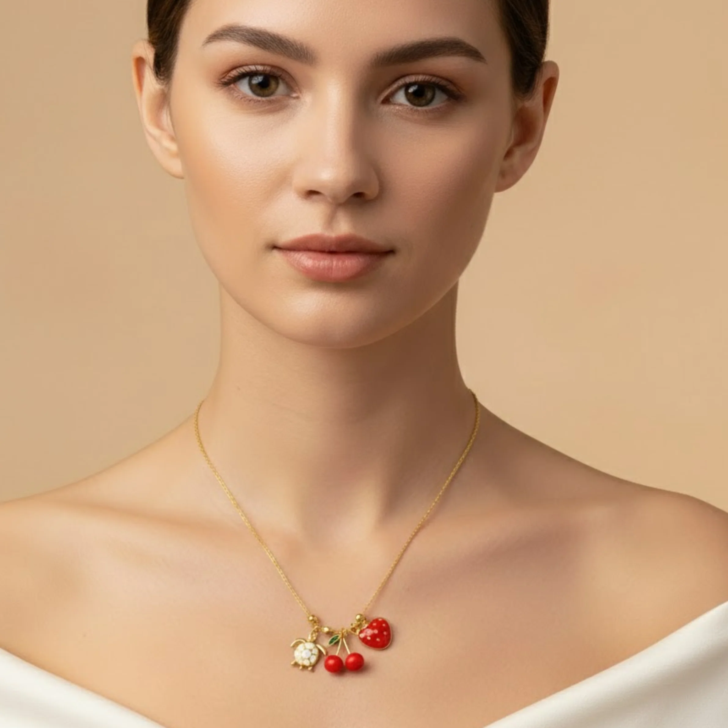 Berry Turtle Trio Anti-Tarnish Necklace - Image 3