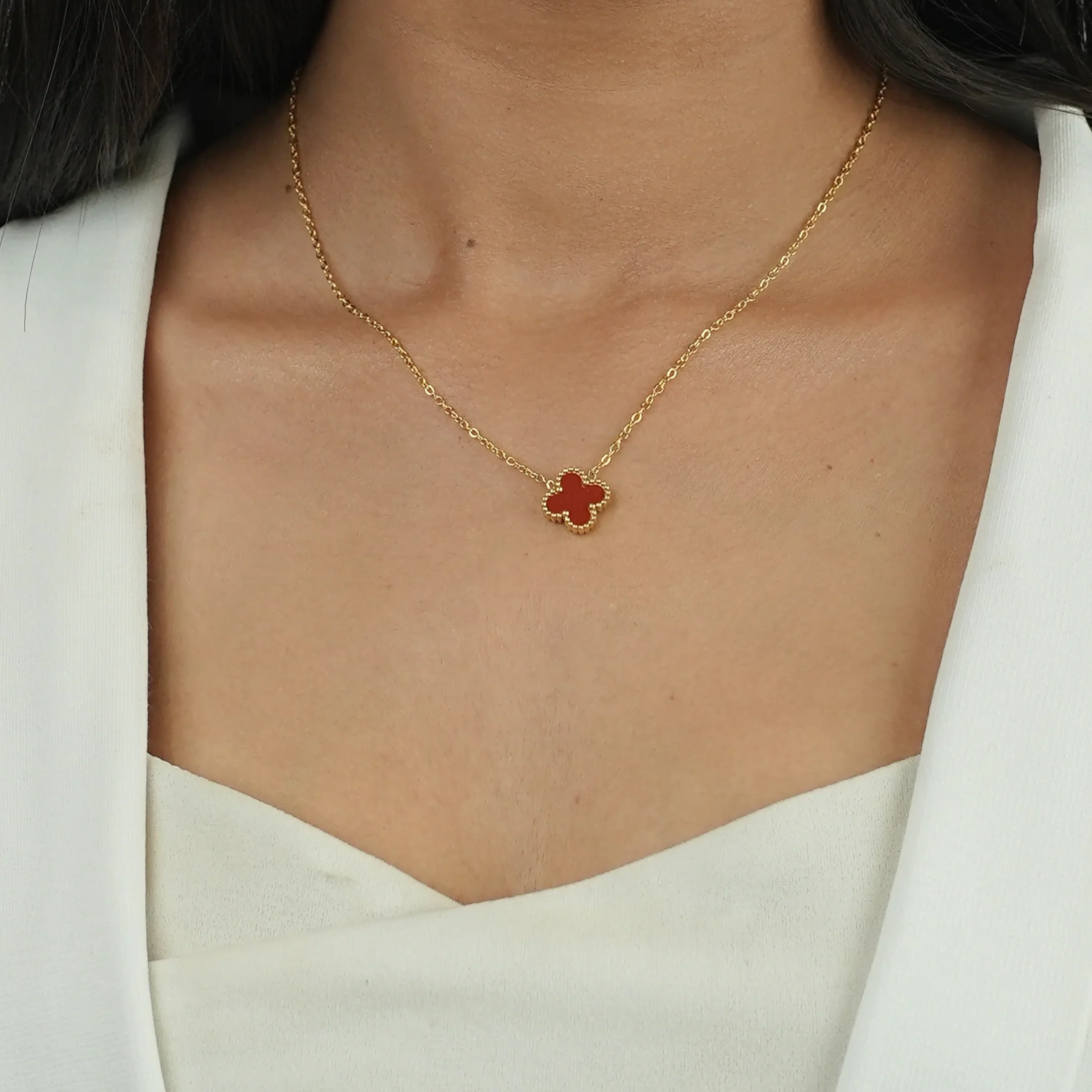 Red Clover Anti Tarnish Necklace - Image 2