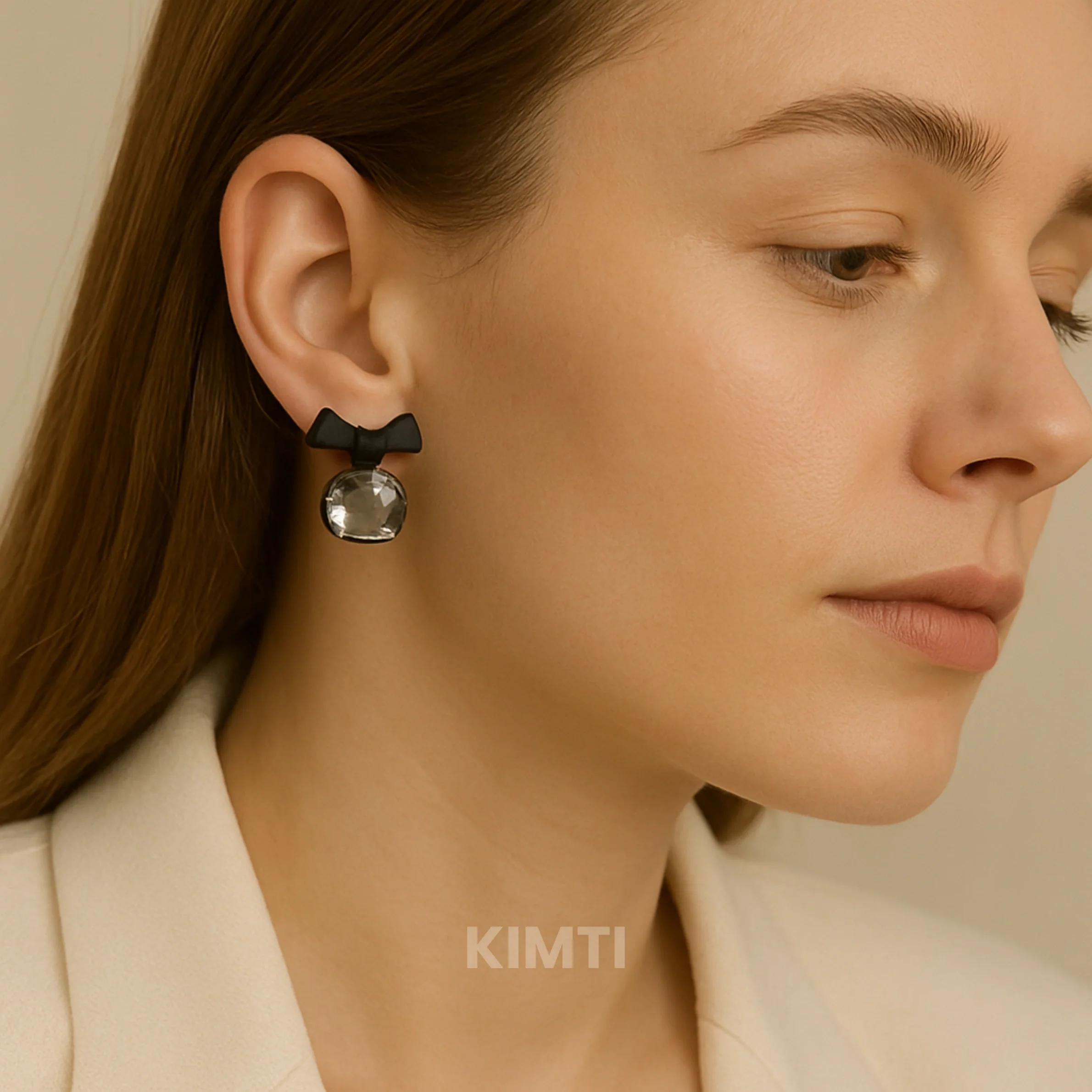 Black Bow Stud Earring - Image 2