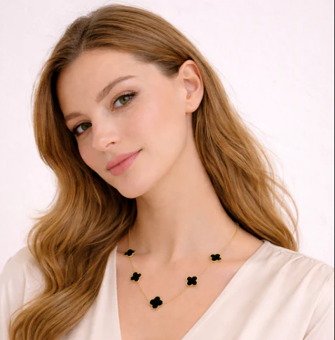 Rs. 149 Black Dreamy Clover Anti Tarnish Necklace - Image 2