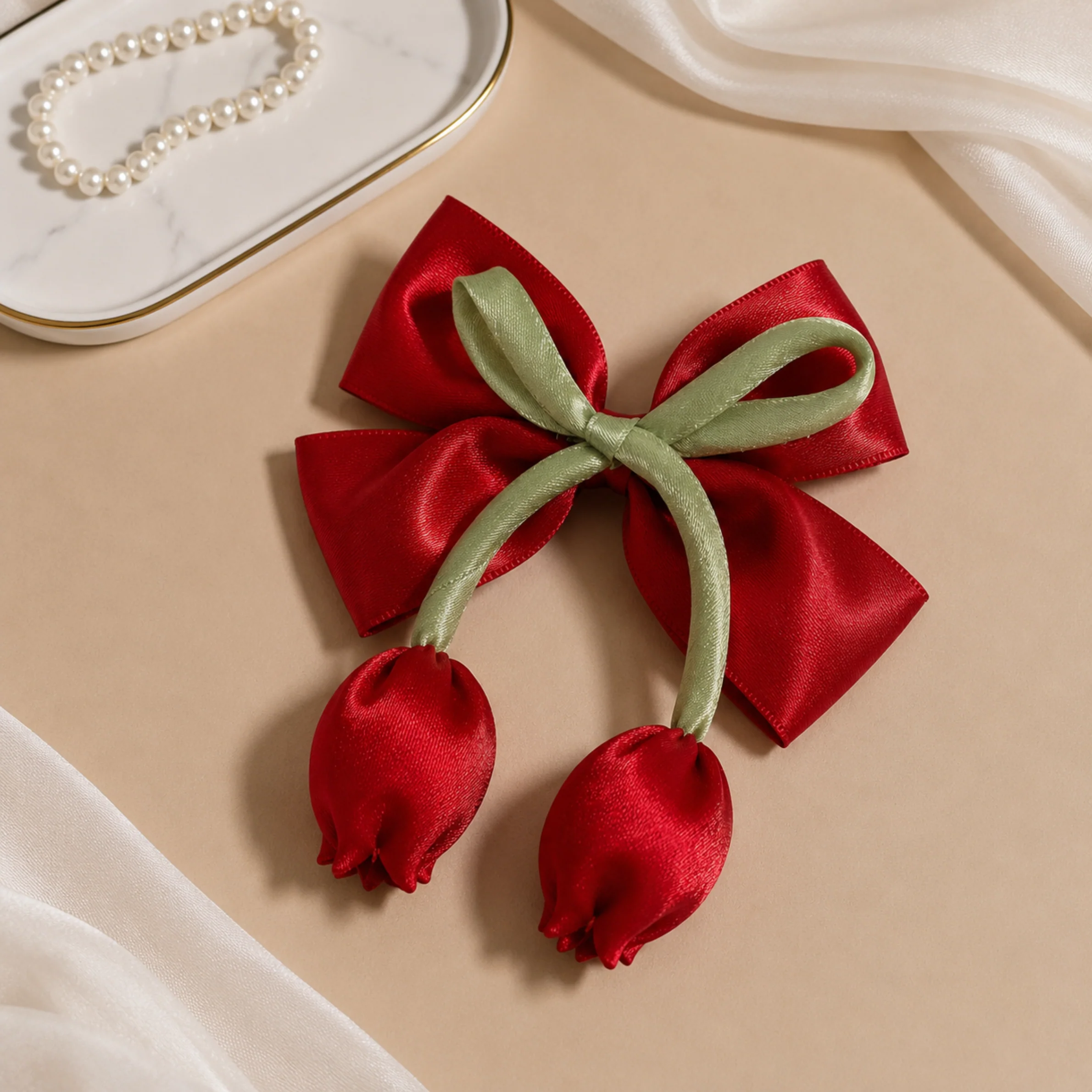 Handmade Tulip Bow Hair Clip for Girls - Image 5