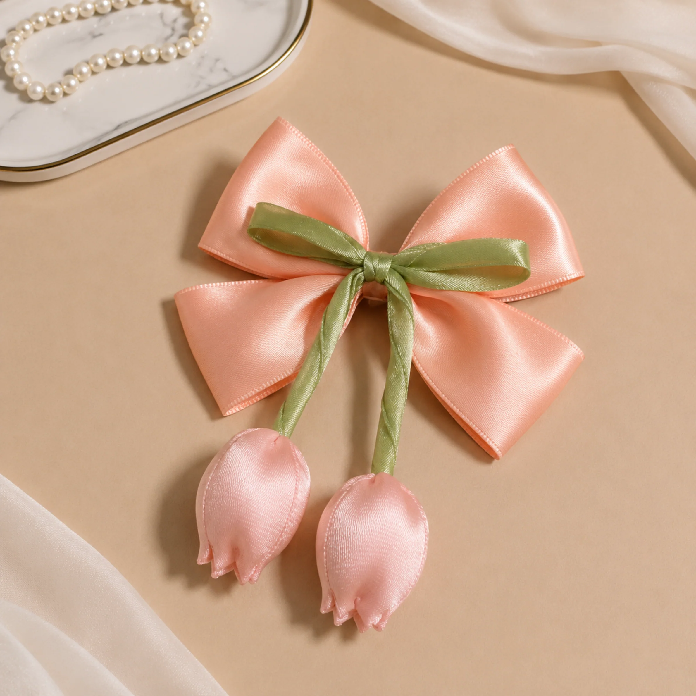 Handmade Tulip Bow Hair Clip for Girls - Image 6
