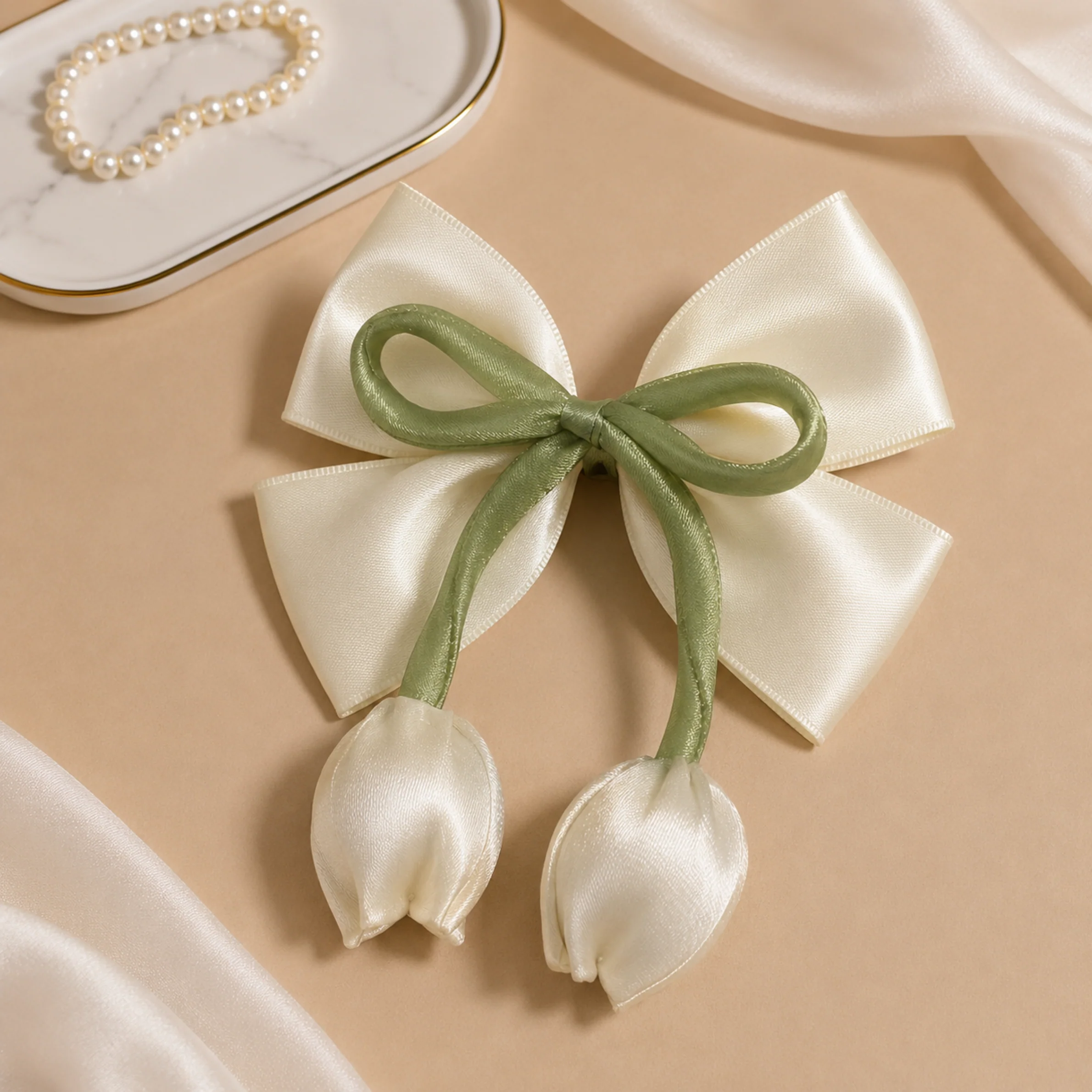 Handmade Tulip Bow Hair Clip for Girls - Image 7