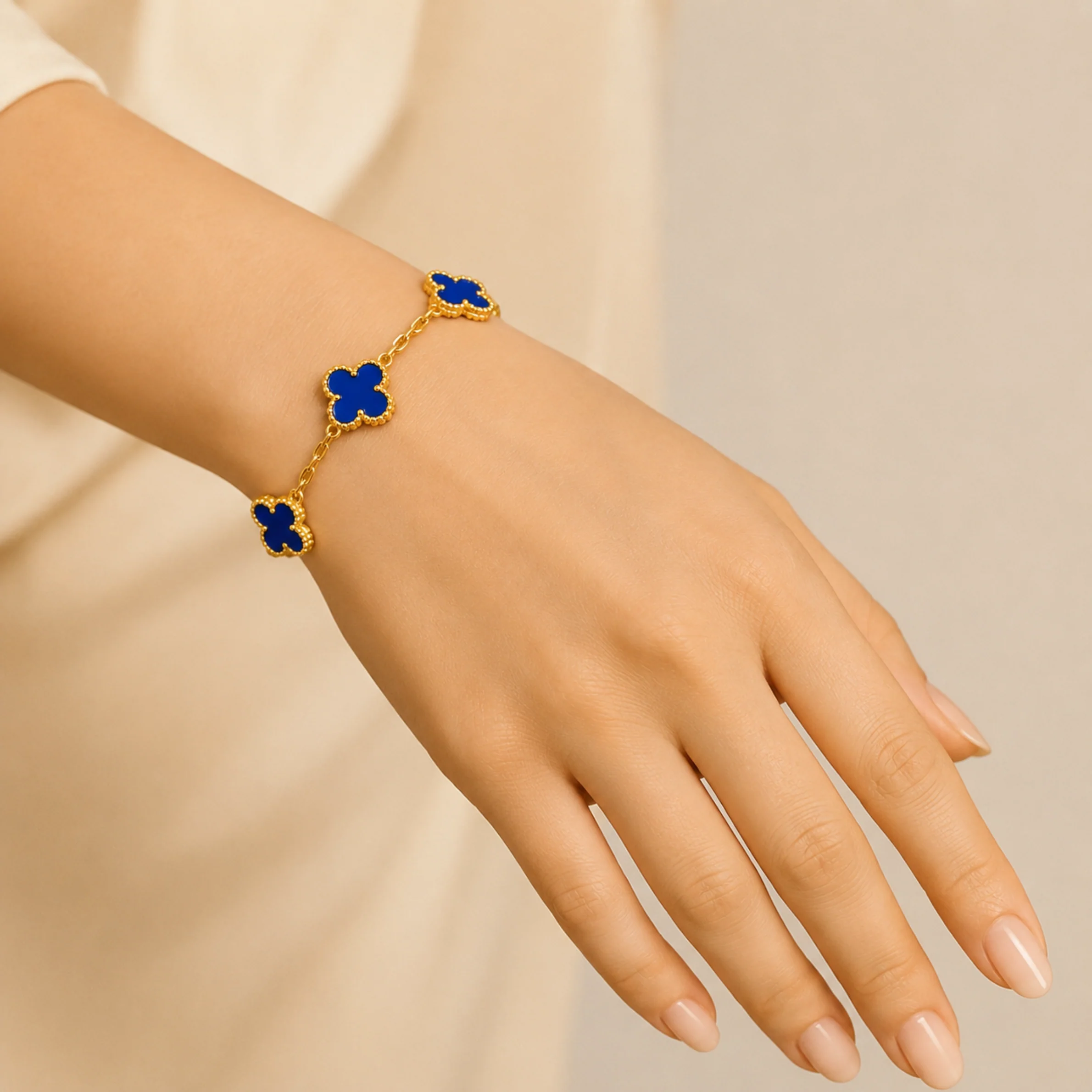 Blue Clover Anti Tarnish Bracelet - Image 4