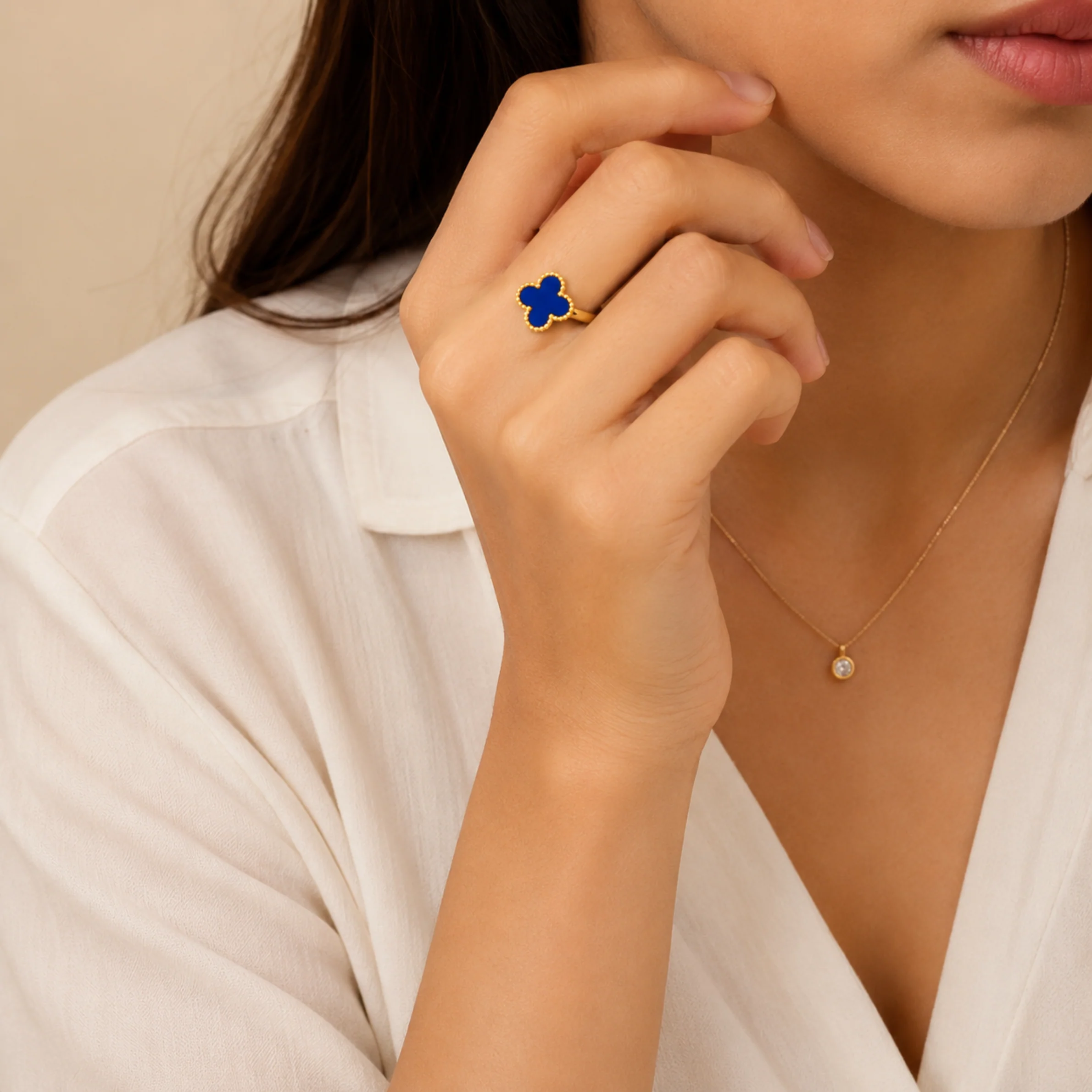 Blue Clover Anti Tarnish Ring - Image 3