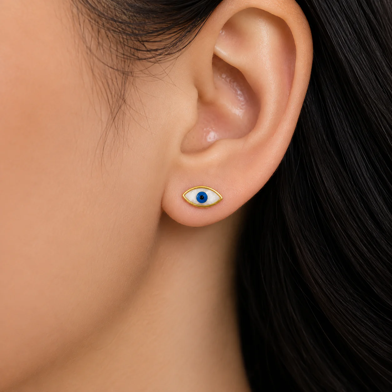 Blue Nazar Minimal Studs Earrings - Image 2