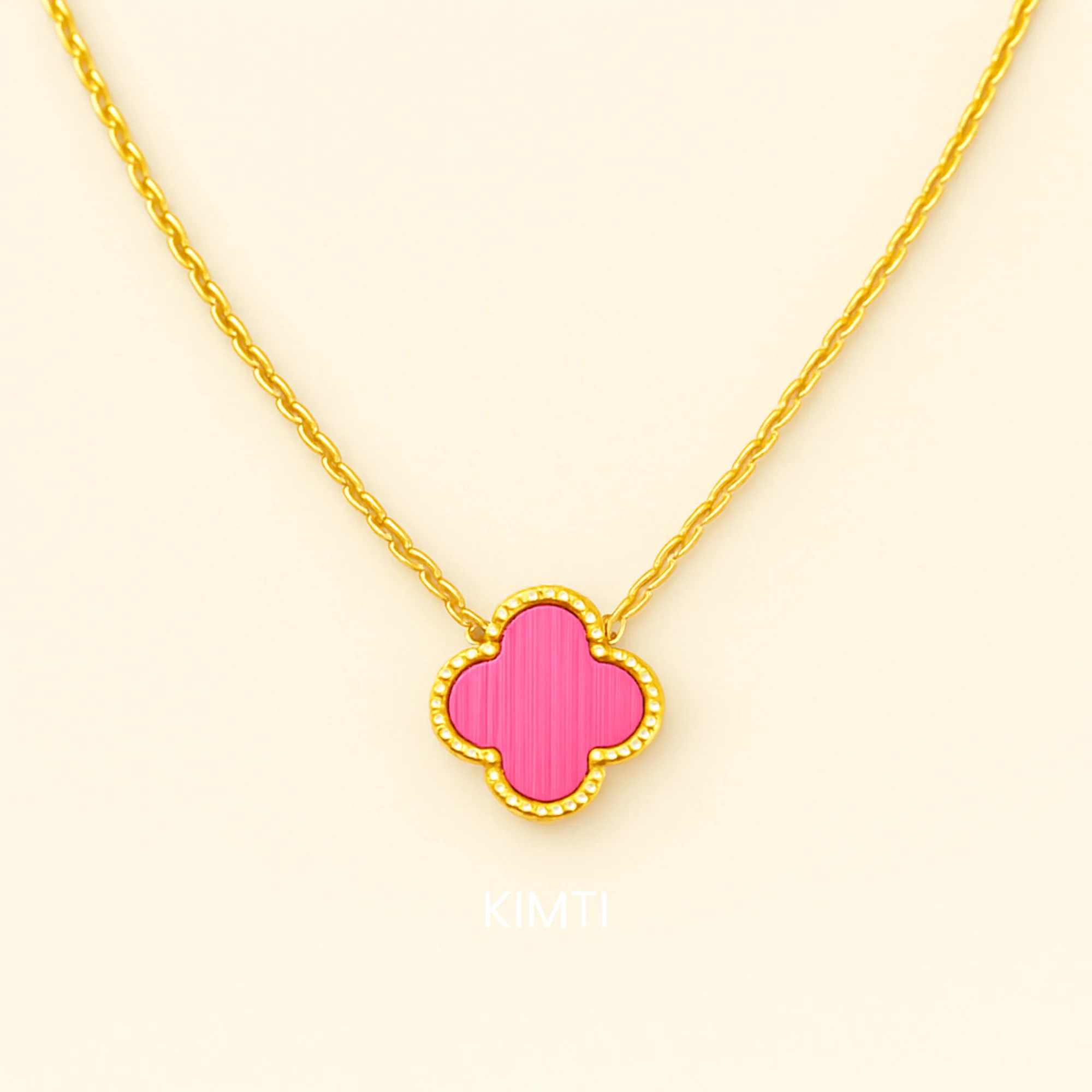 Pink Clover Necklace