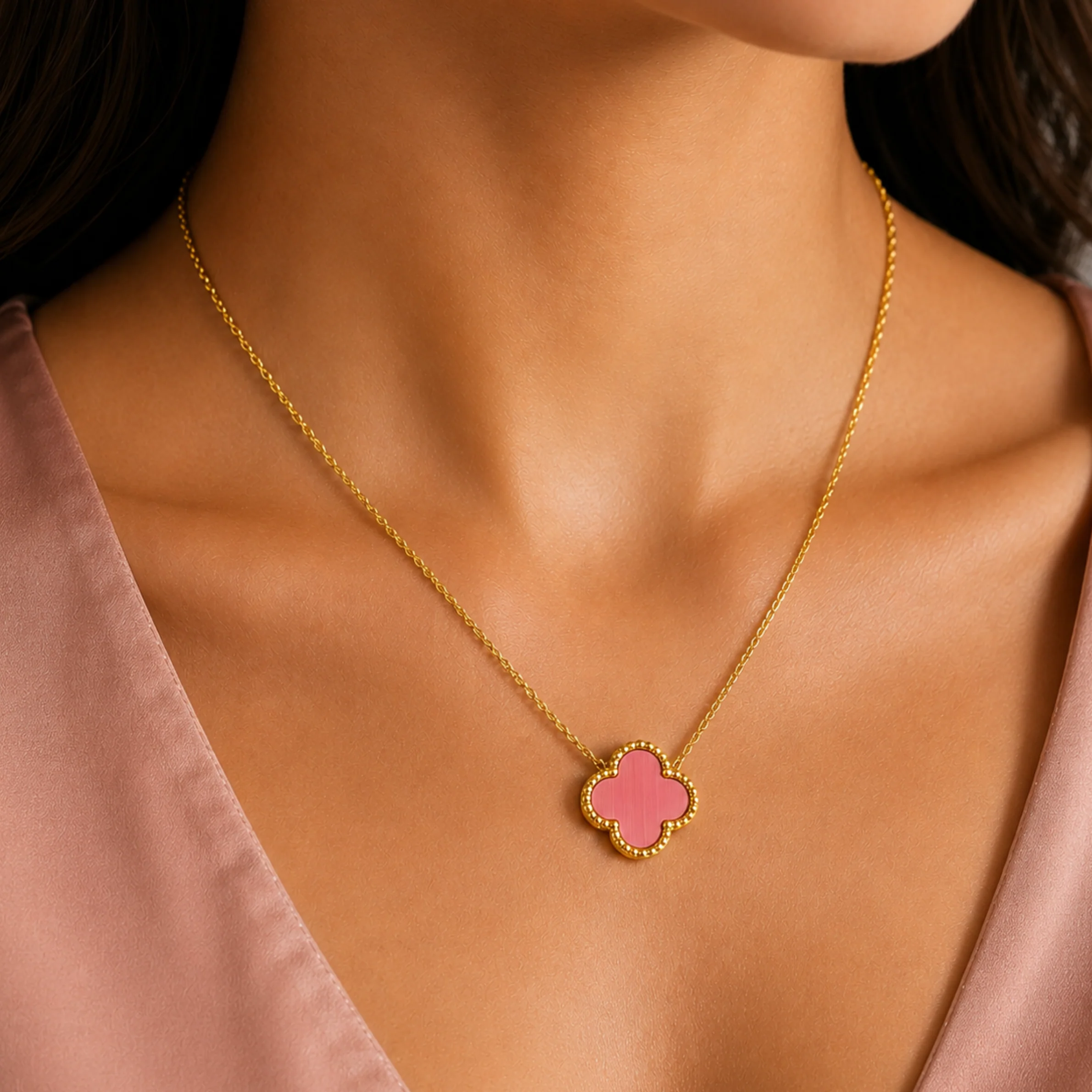 Pink Clover Necklace - Image 3