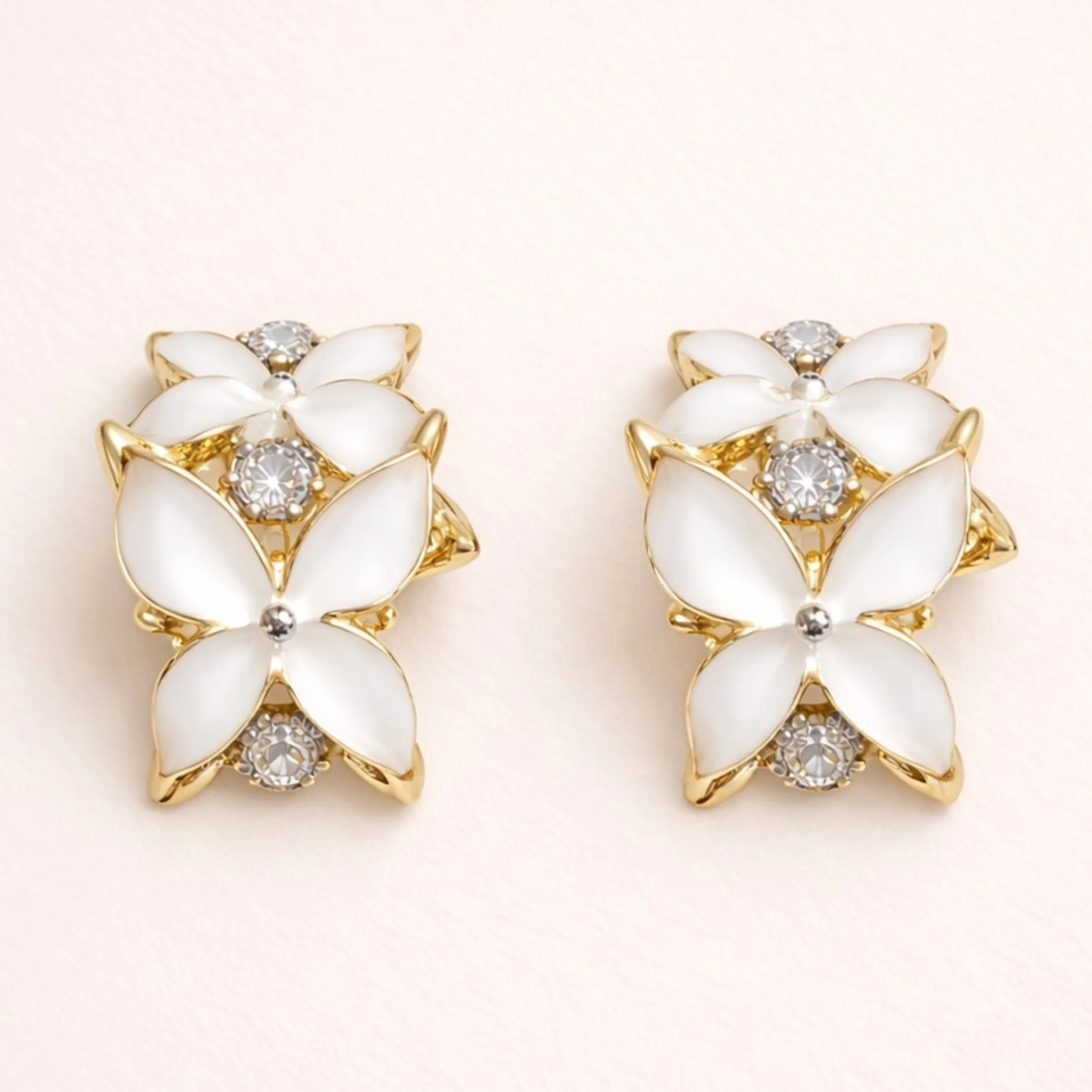 Blush Crystal Bow Earrings - Image 2