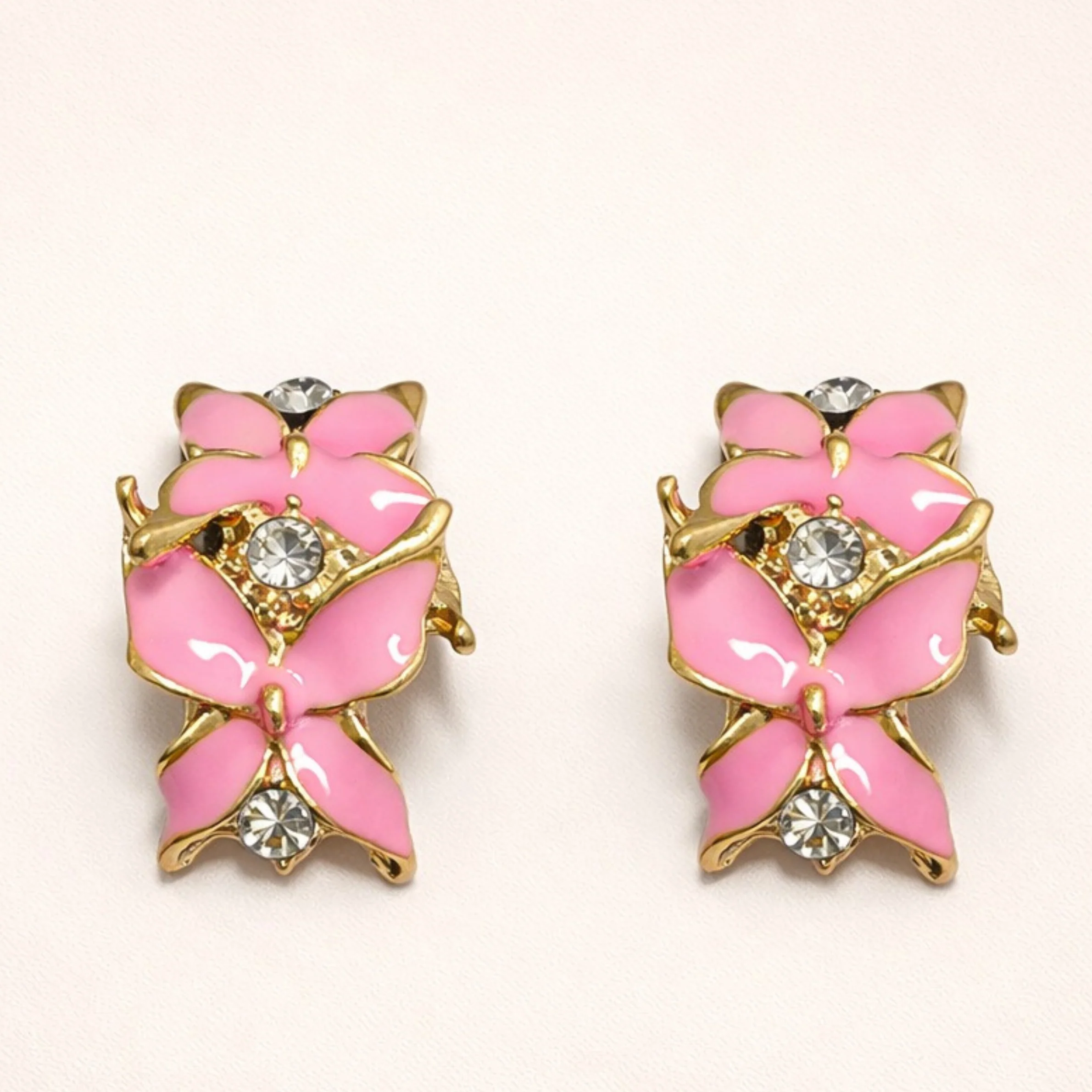 Blush Crystal Bow Earrings - Image 3
