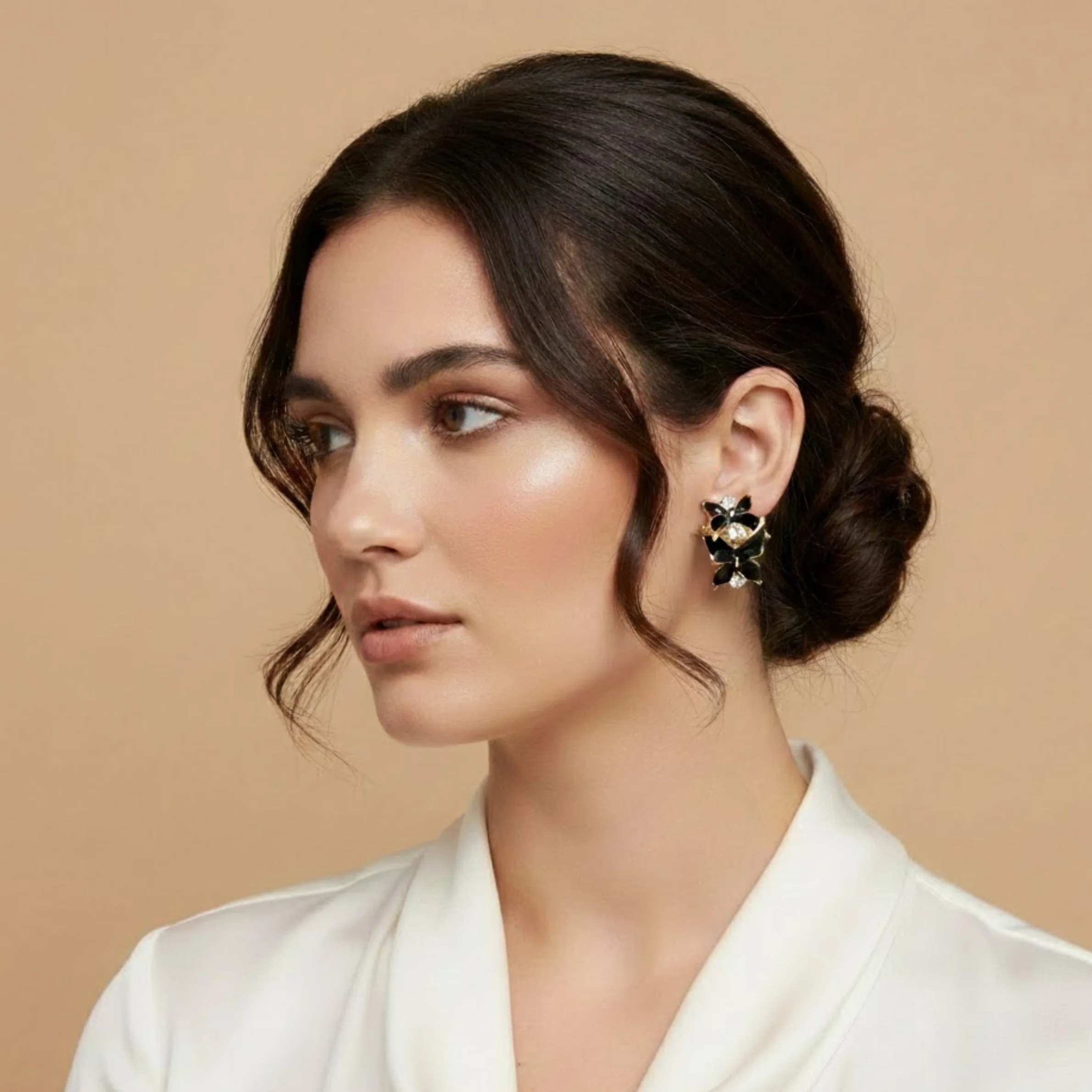 Blush Crystal Bow Earrings - Image 4