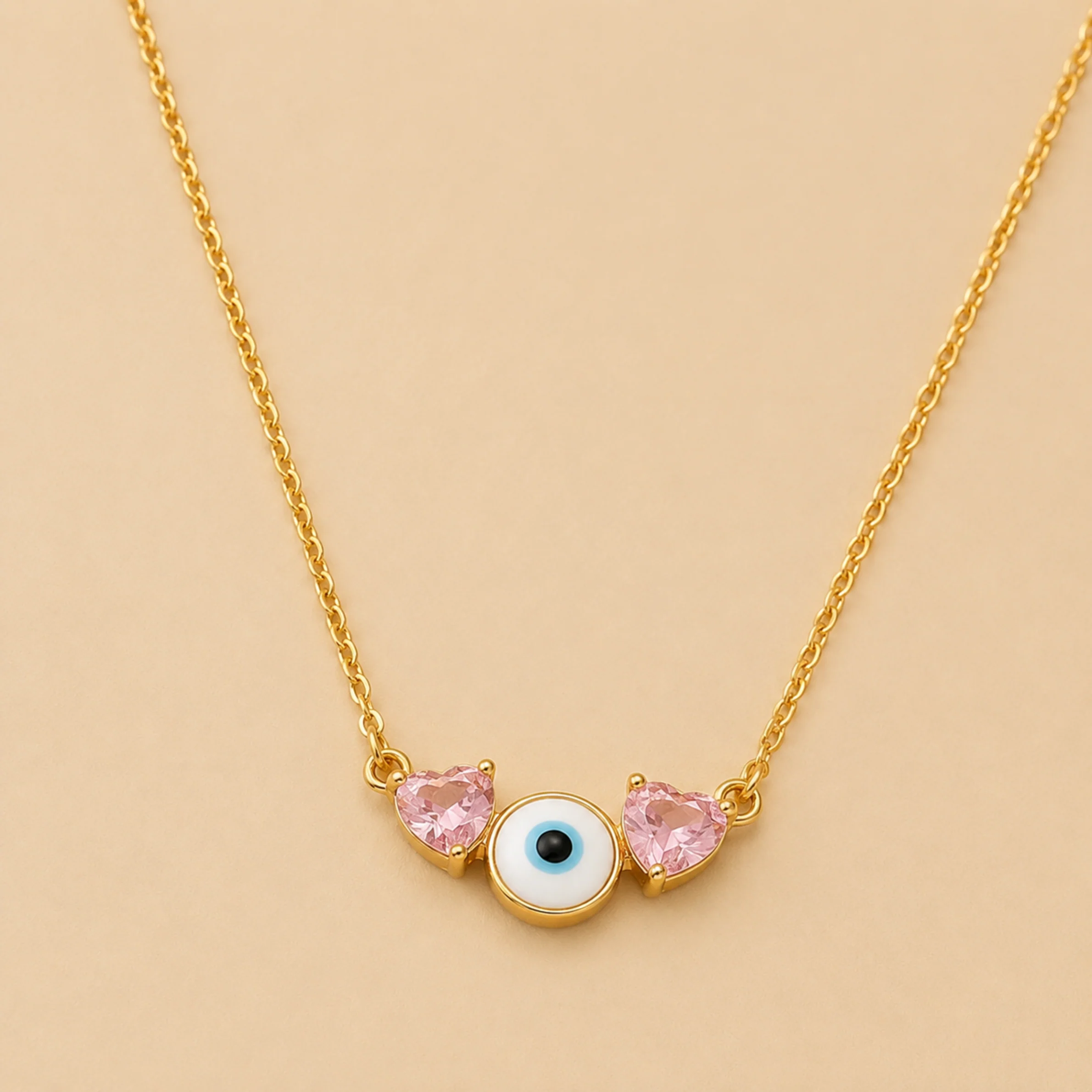 Blush Heart Evil Eye Necklace