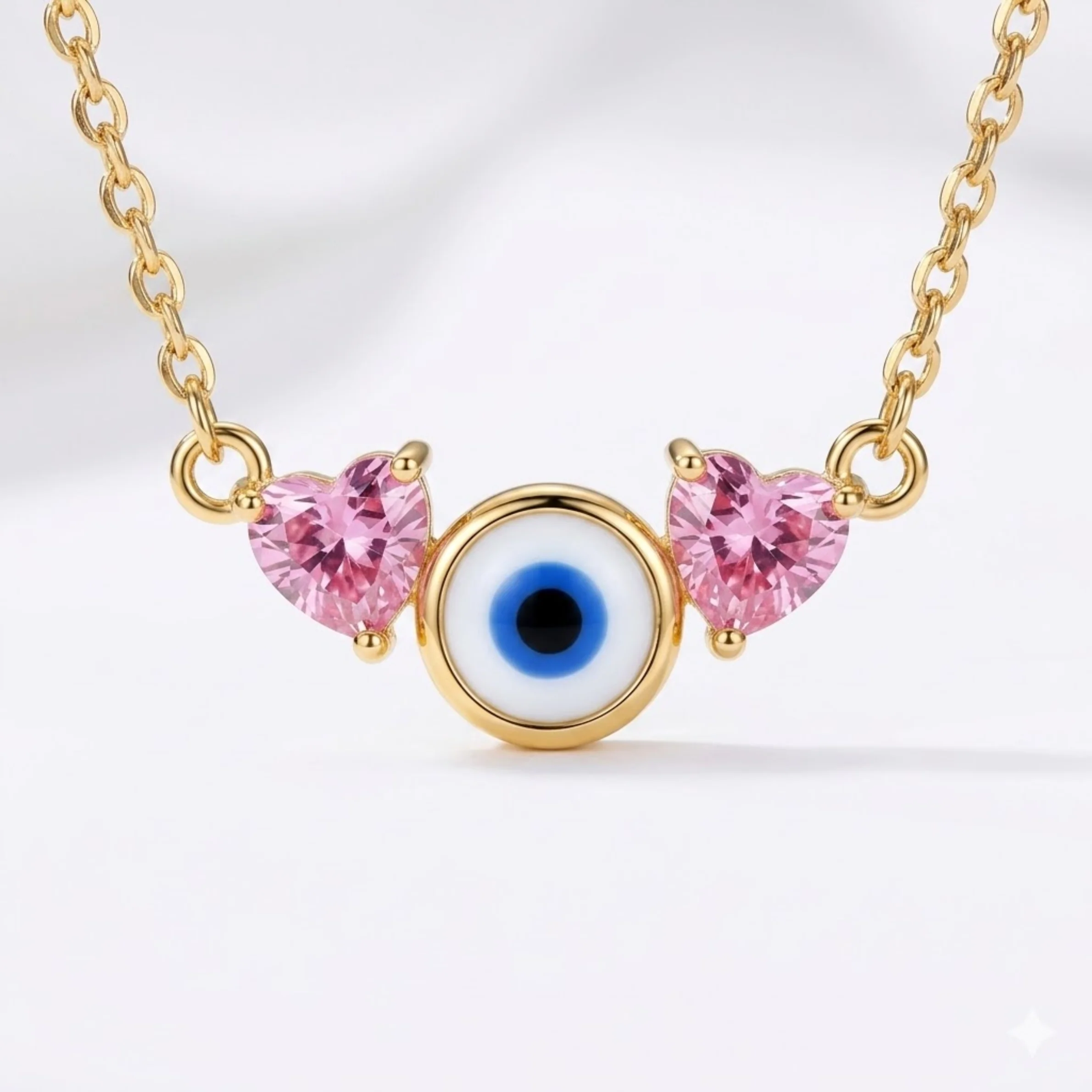Blush Heart Evil Eye Necklace - Image 5