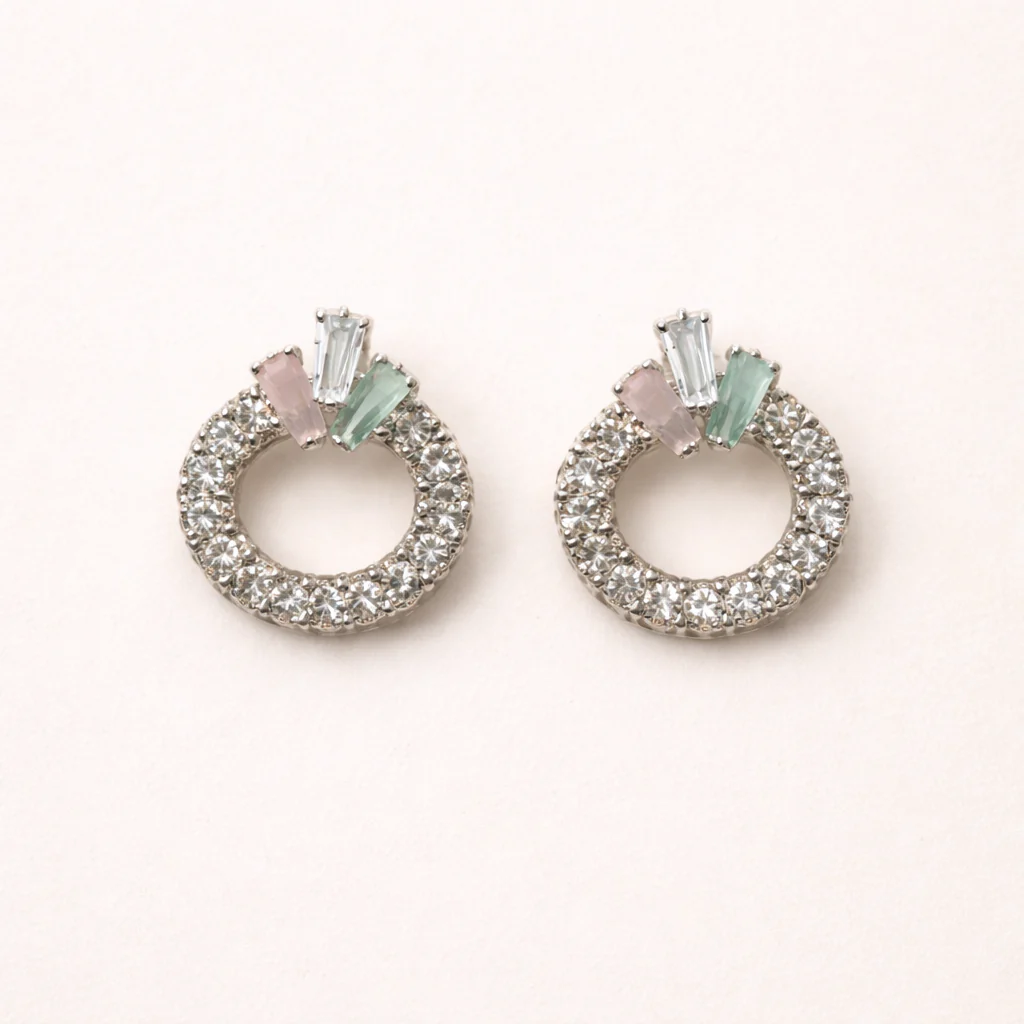 Silver Multi-Stone Wreath Earrings