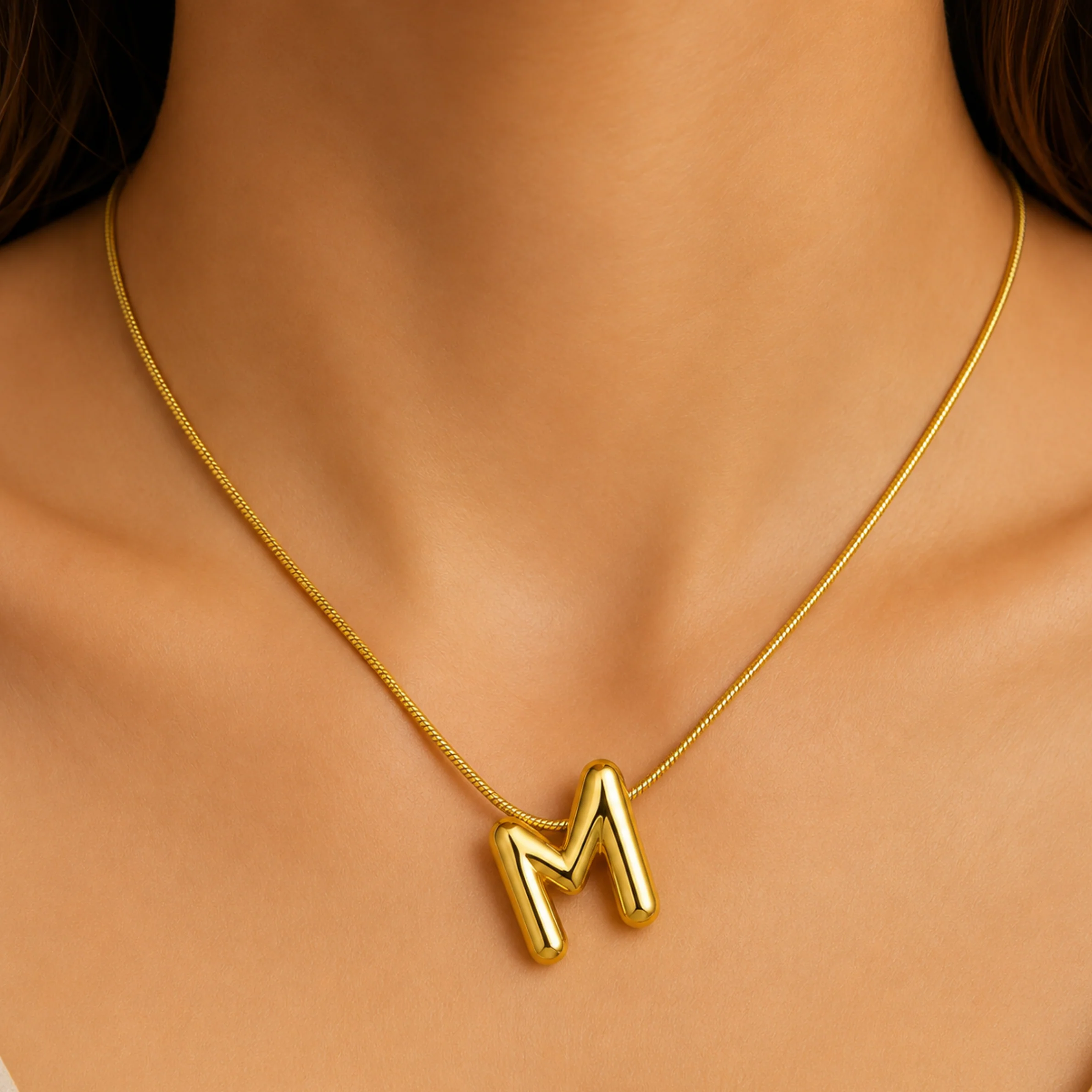 Initials Letter "M" Anti Tarnish Necklace - Image 3
