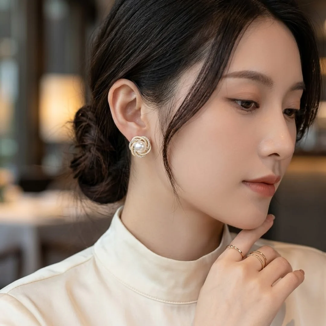 Korean Office Wear Stud Earrings - Image 2