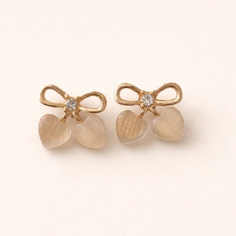 Bow Heart Stud Earrings