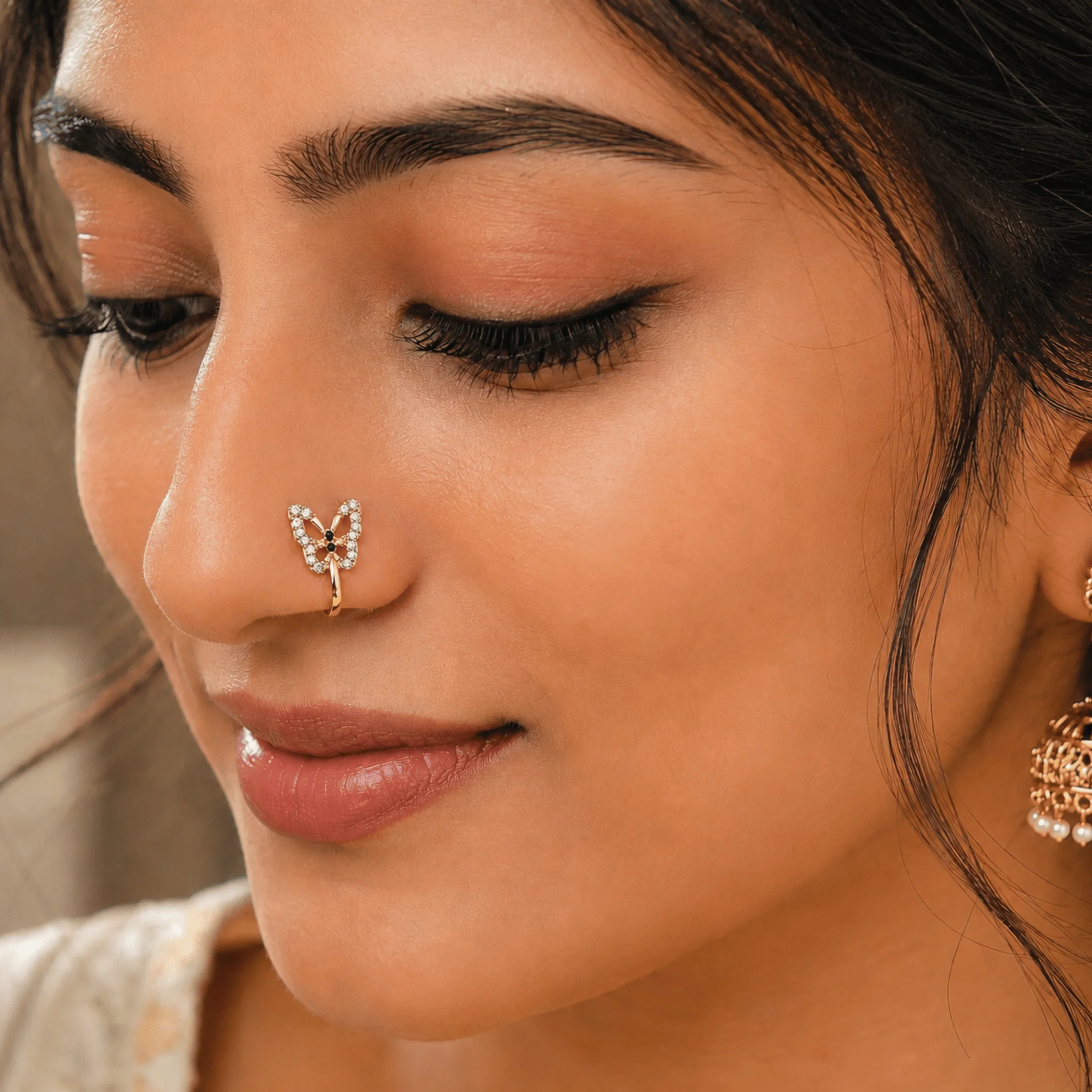 Butterfly Diamond Nose Pin - Image 2