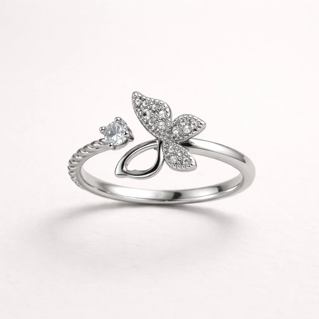 Butterfly Spark Solitaire Ring - Image 4