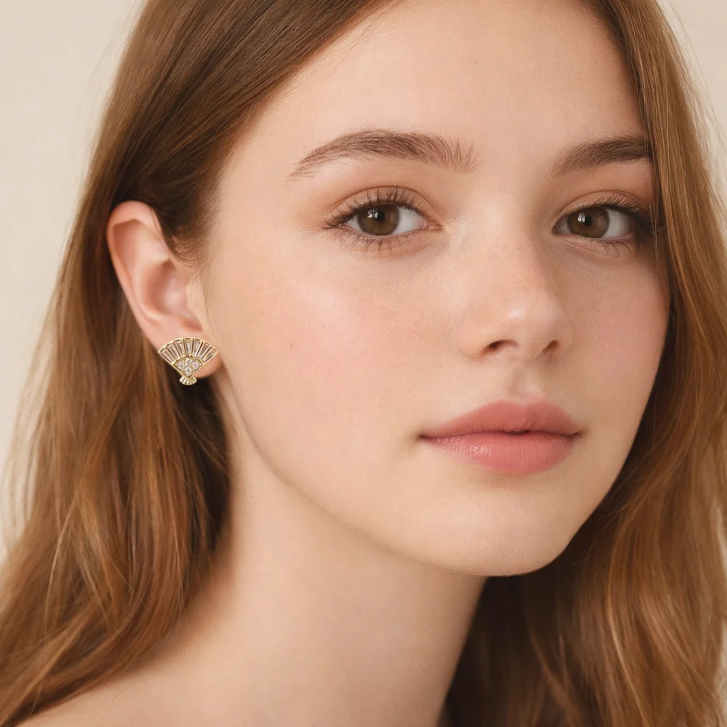 Celeste Fan Crystal Earrings - Image 2