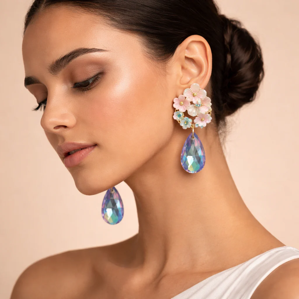 Moonlit Bloom Drops Earring - Image 2