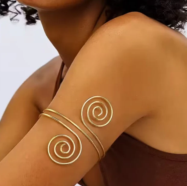 Celestial Swirl Gold Arm Cuff - Image 3