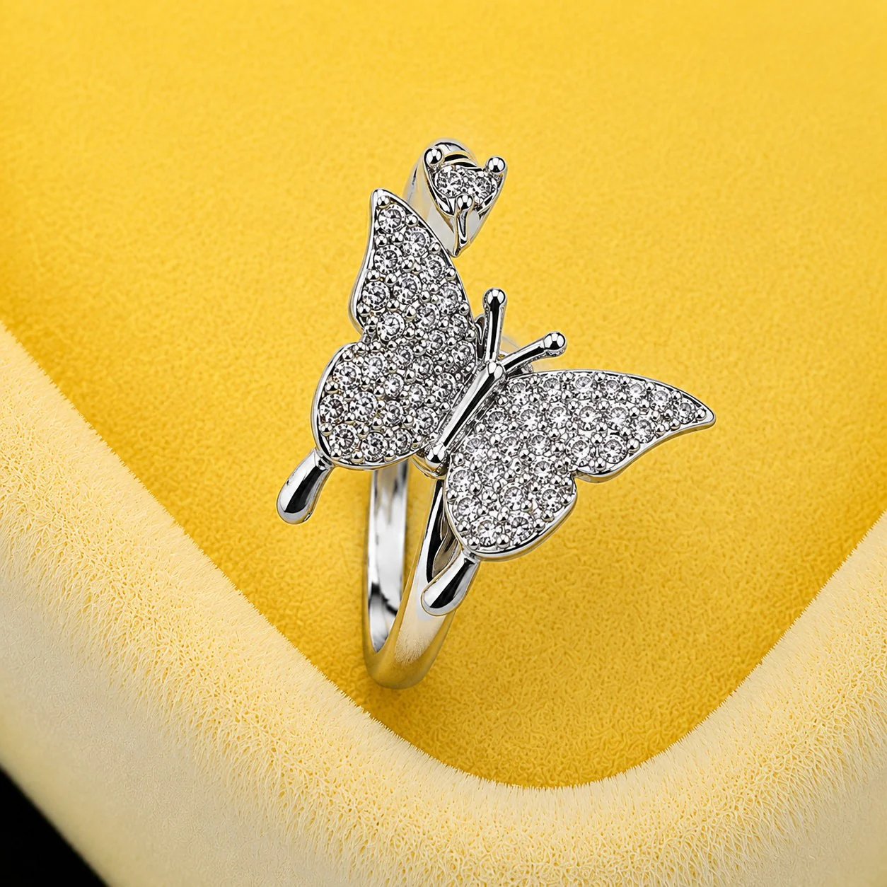 Crystal Butterfly Adjustable Ring for Women - Image 2