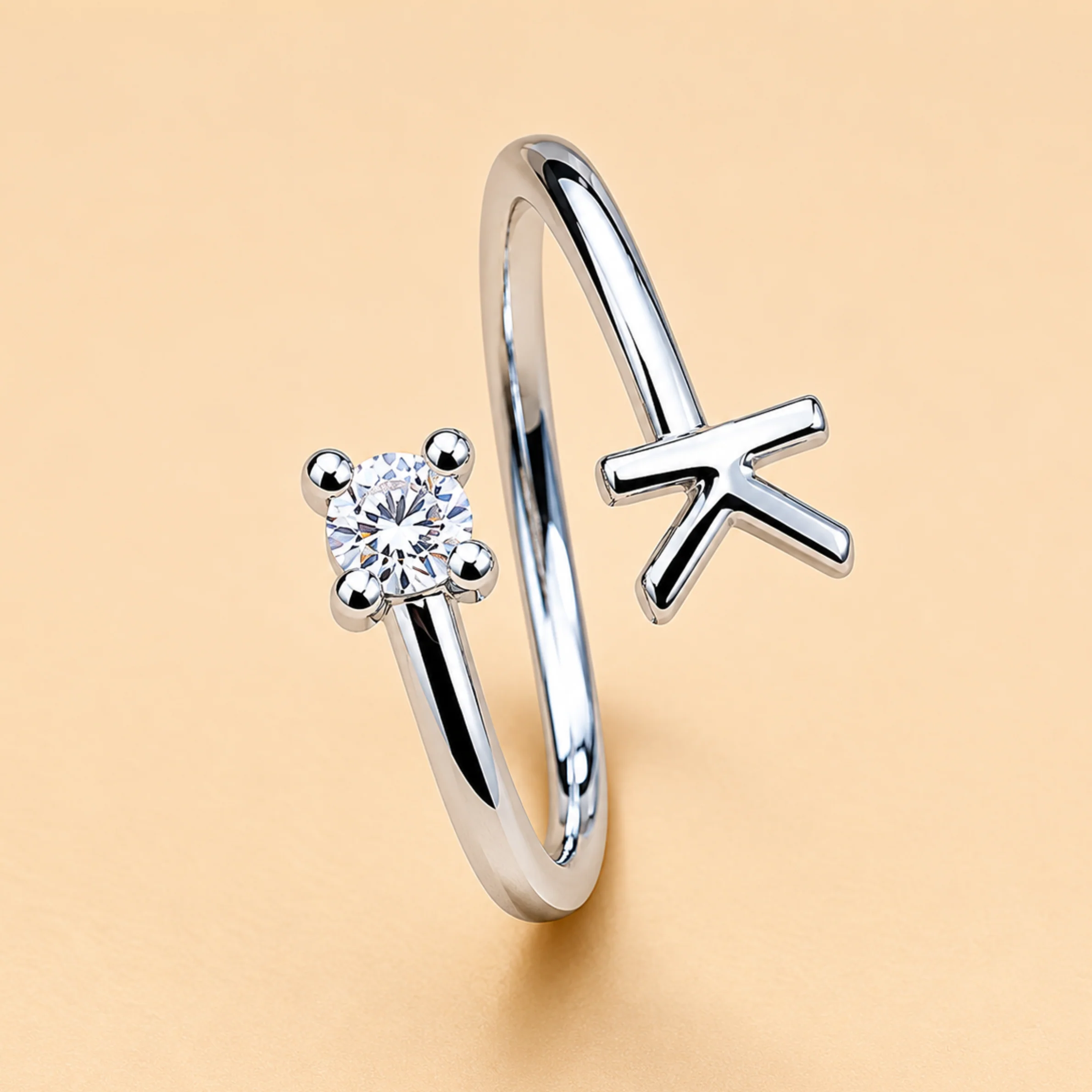 Crystal Crown K Ring