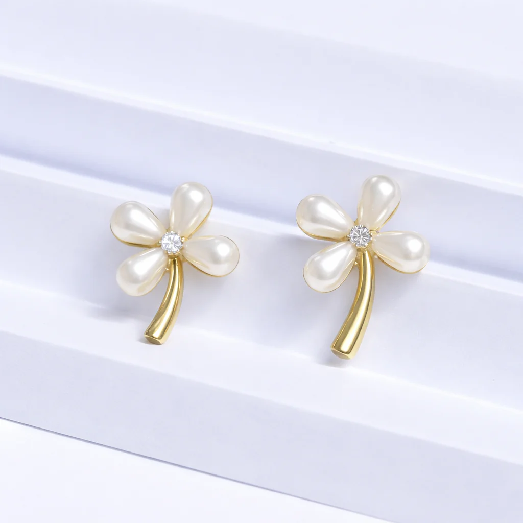 Crystal Floral Design Studs Earring
