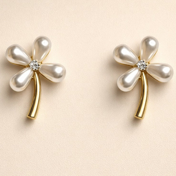Crystal Floral Design Studs Earring - Image 3