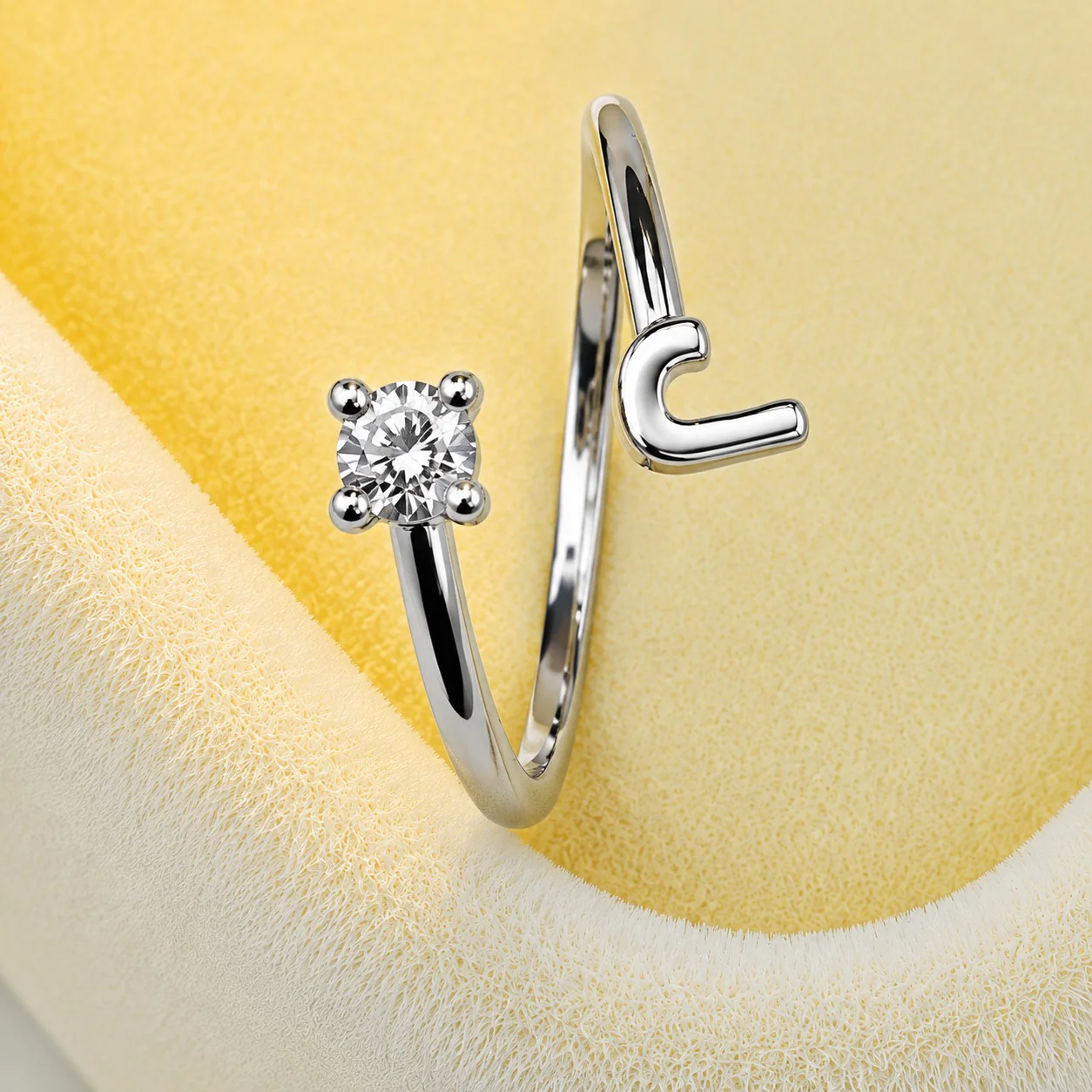 Crystal Initial Adjustable Ring for Women - Image 2
