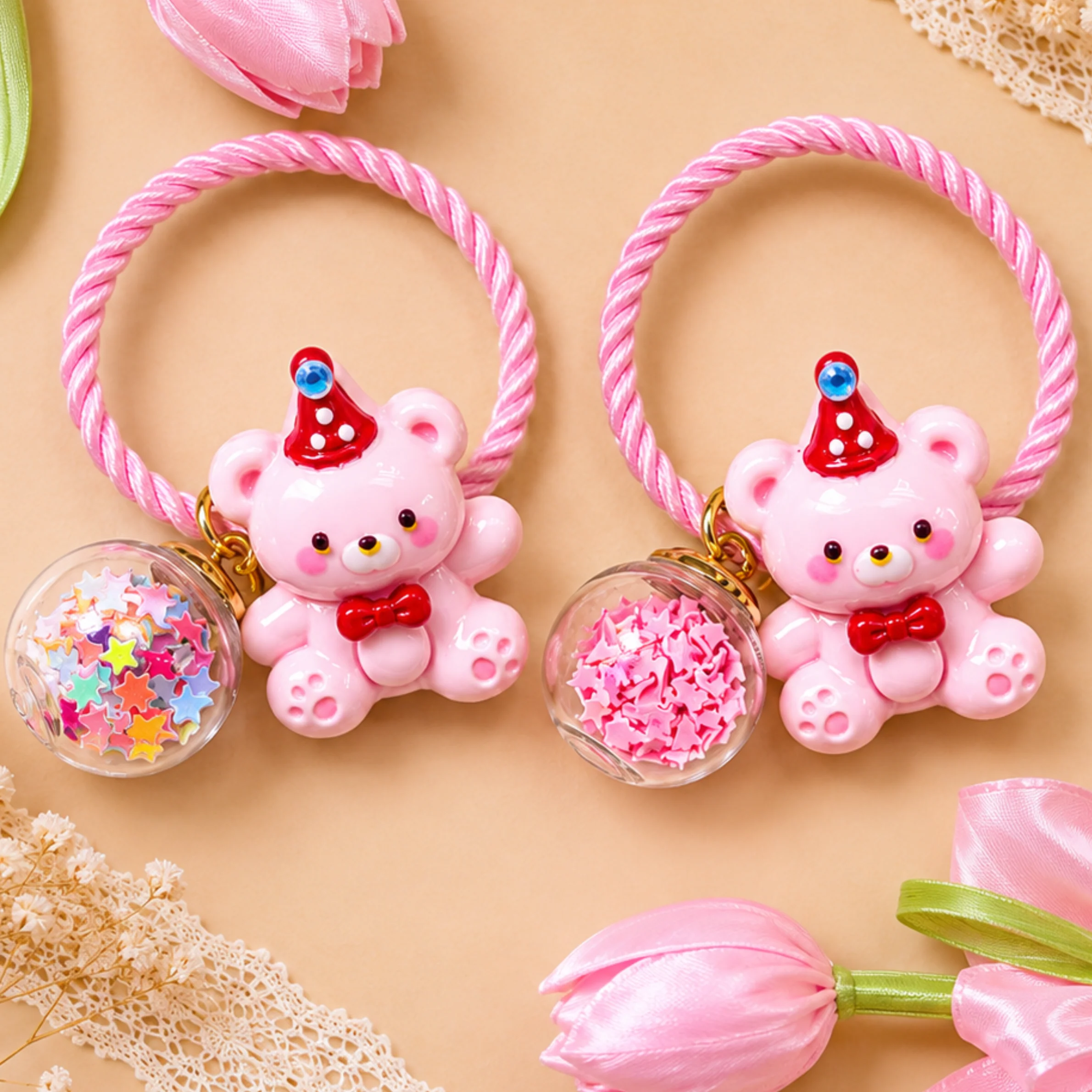 Cute Bunny Strawberry Hair Ties for Girls - Image 3