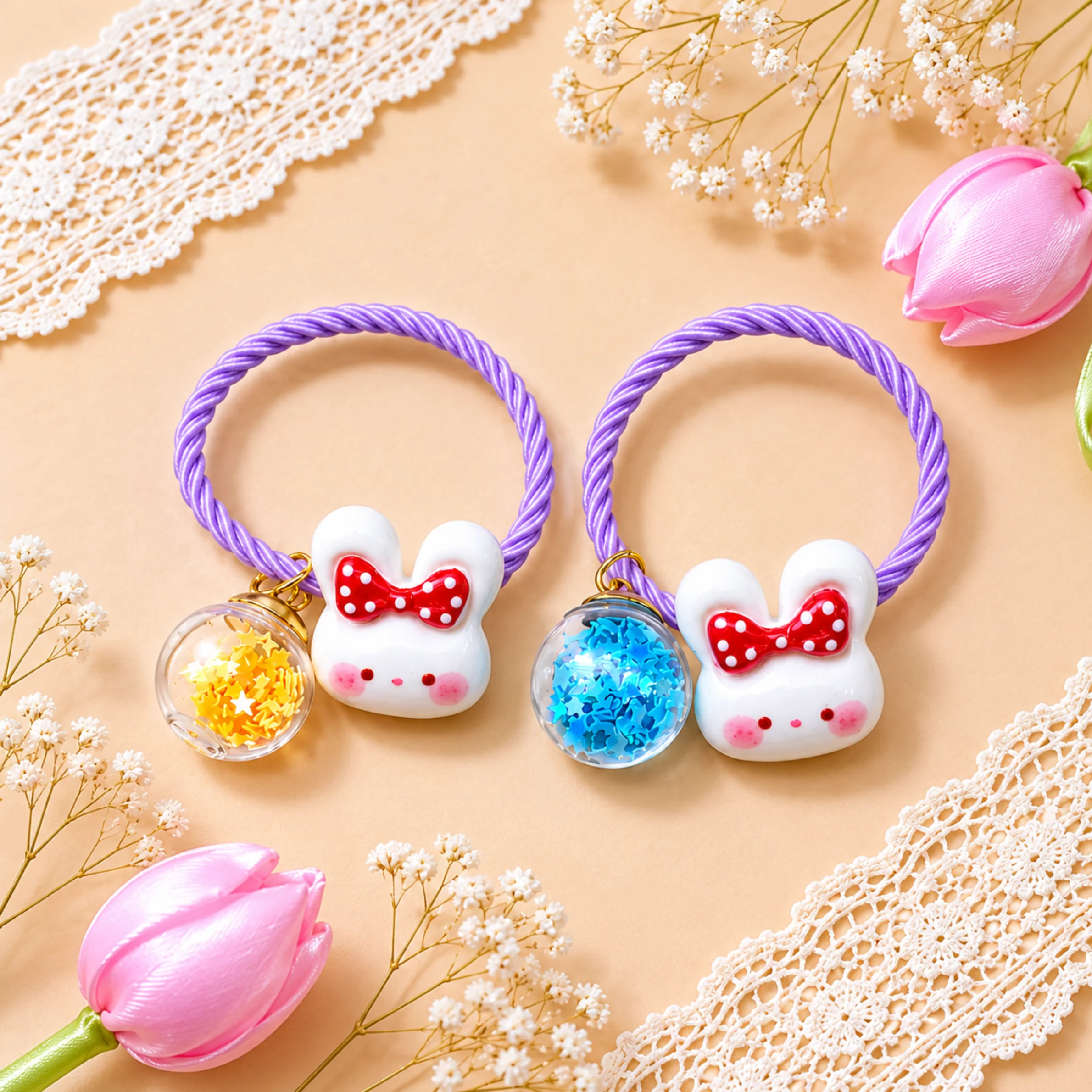 Cute Bunny Strawberry Hair Ties for Girls - Image 4