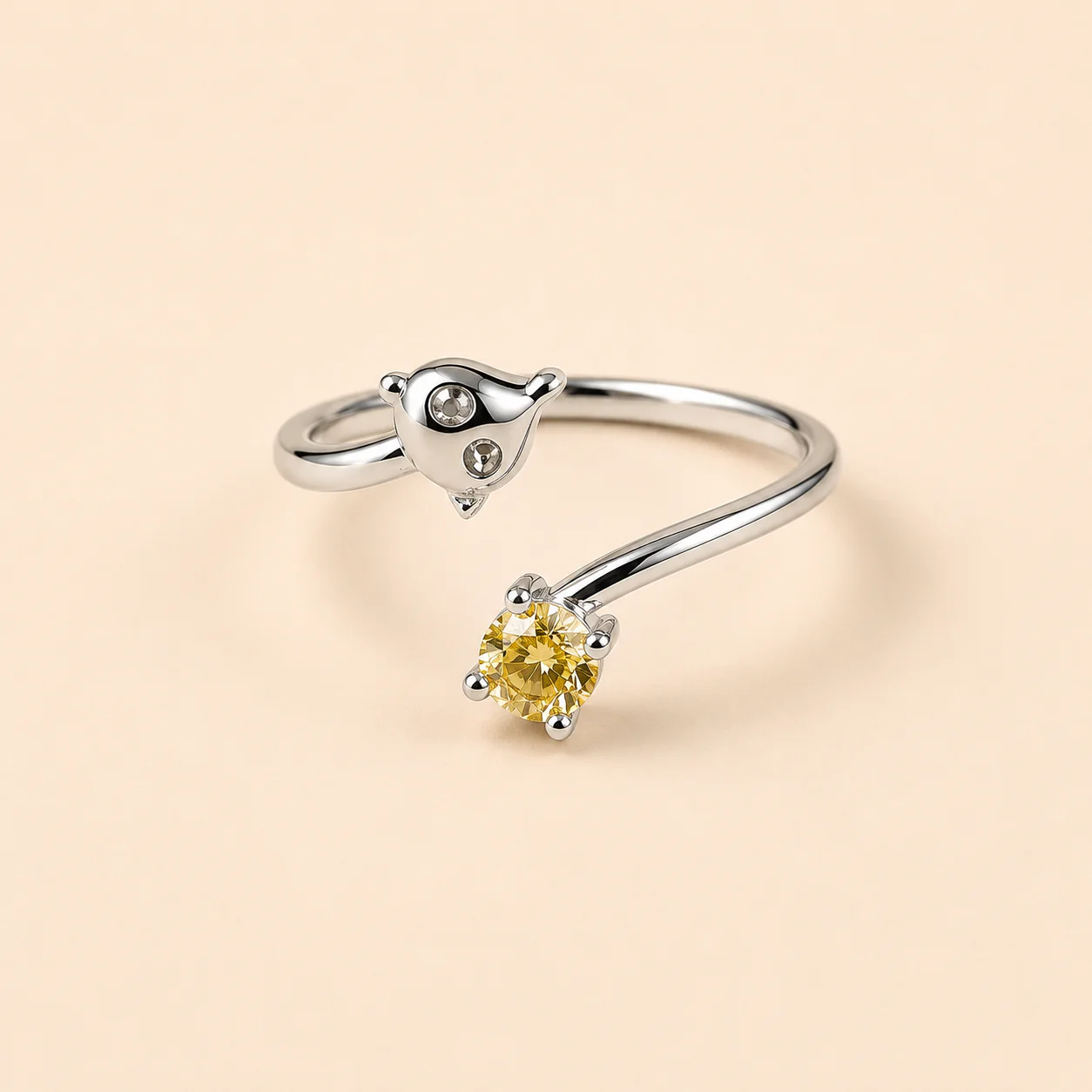 Dainty Cat Charm Ring