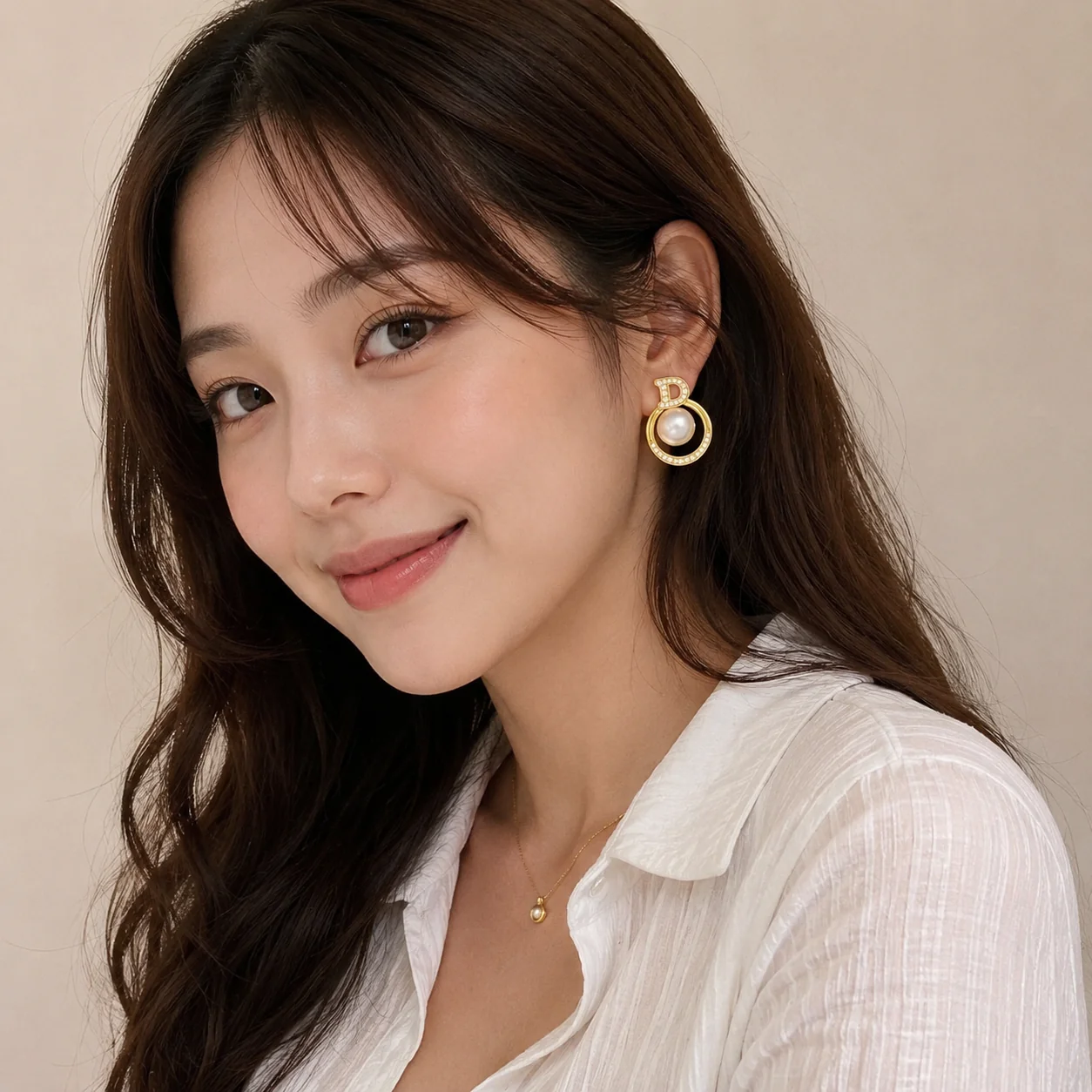 Diamond D Pearl Elegance Earring - Image 2