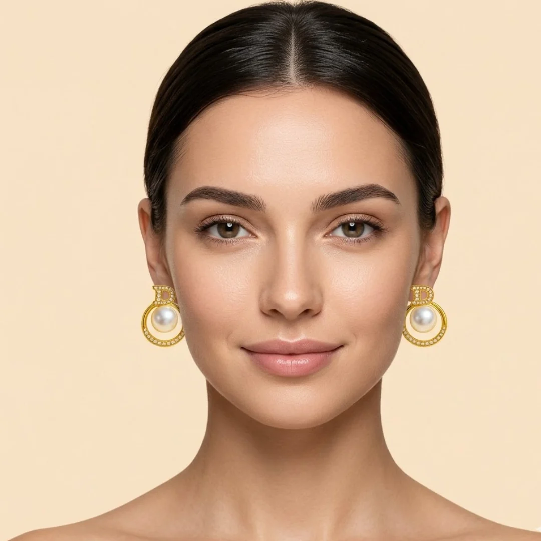 Diamond D Pearl Elegance Earring - Image 4
